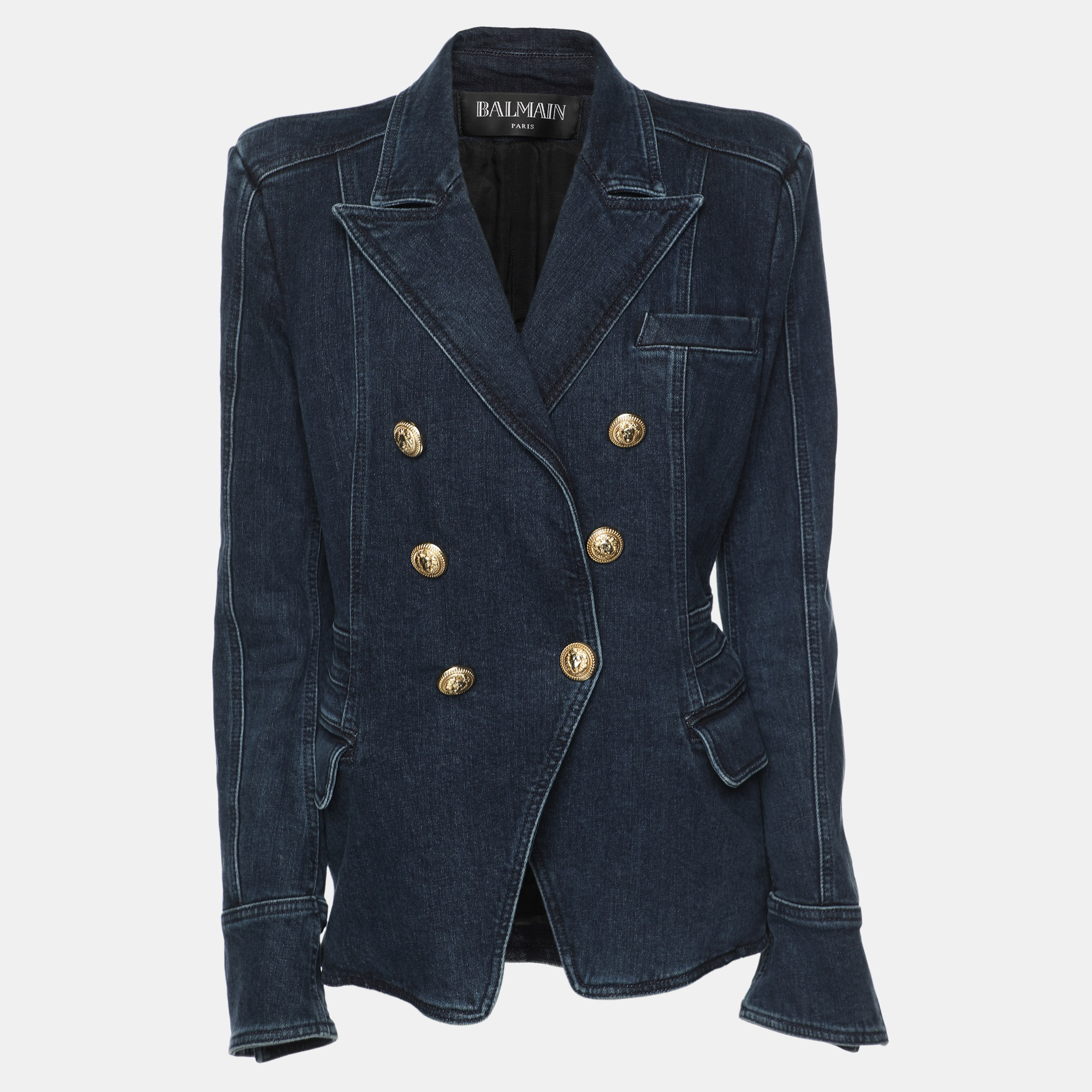 

Balmain Navy Blue Denim Double Breasted Blazer L