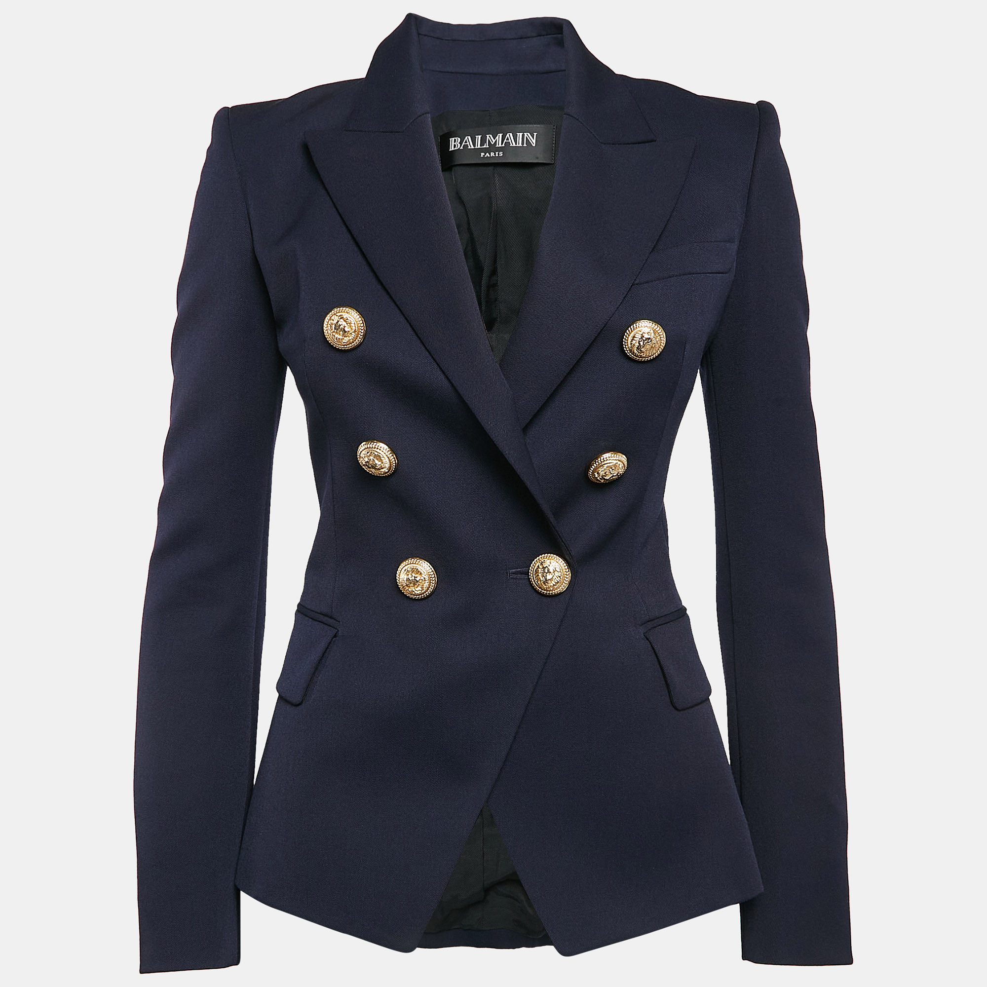 

Balmain Navy Blue Gabardine Wool Double-Breasted Blazer S