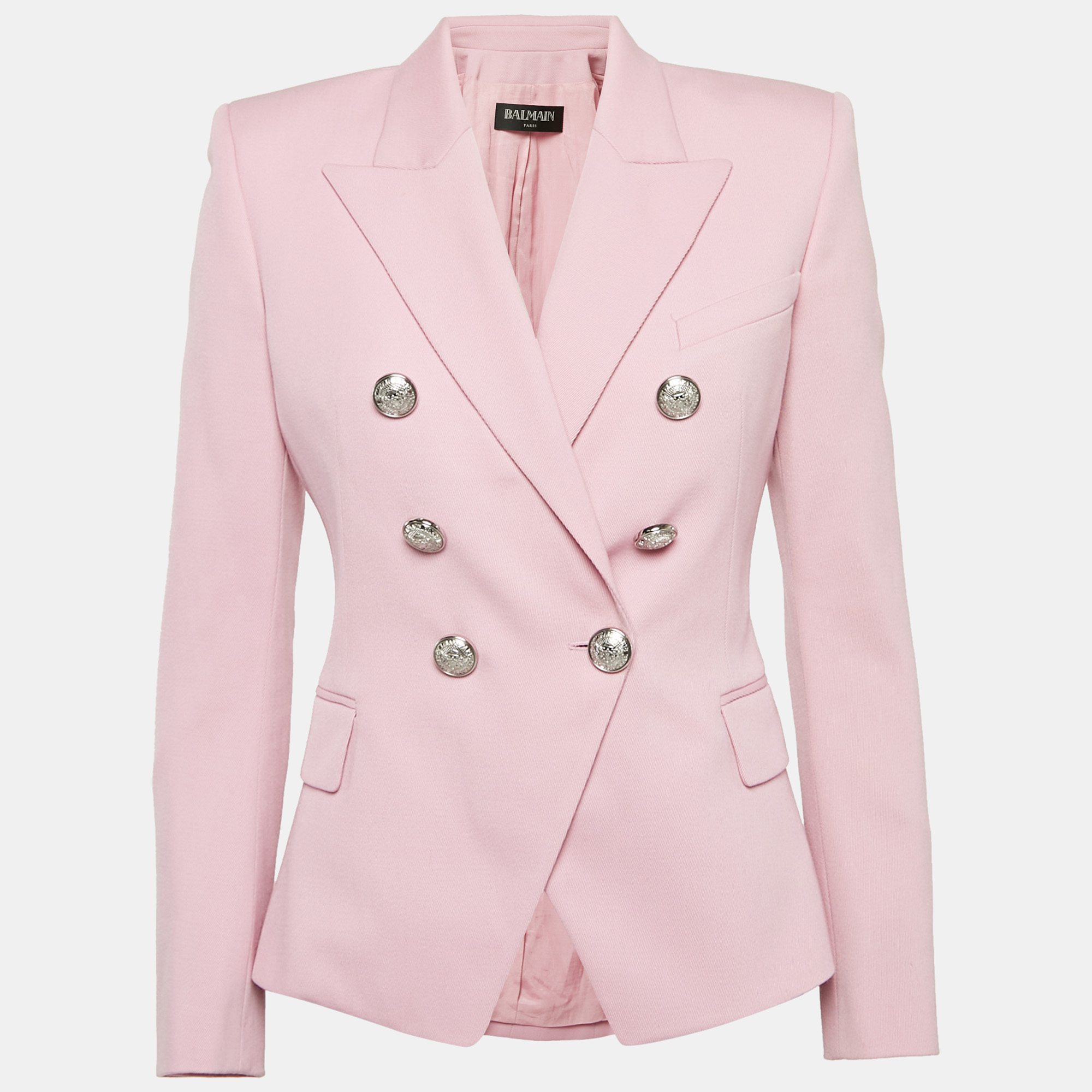 

Balmain Pink Gabardine Double Breasted Blazer M