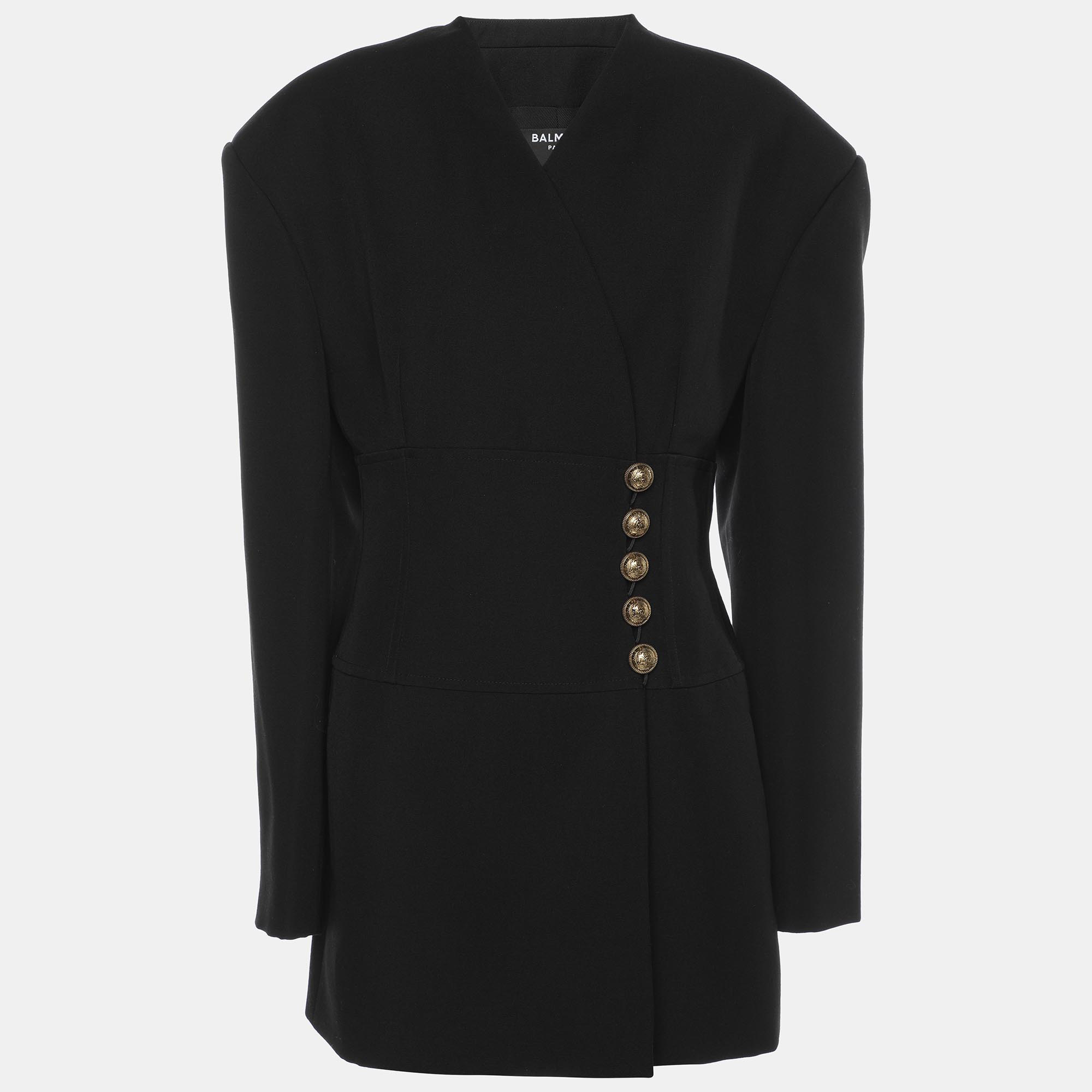 

Balmain Black Wool Buttoned Front Blazer M