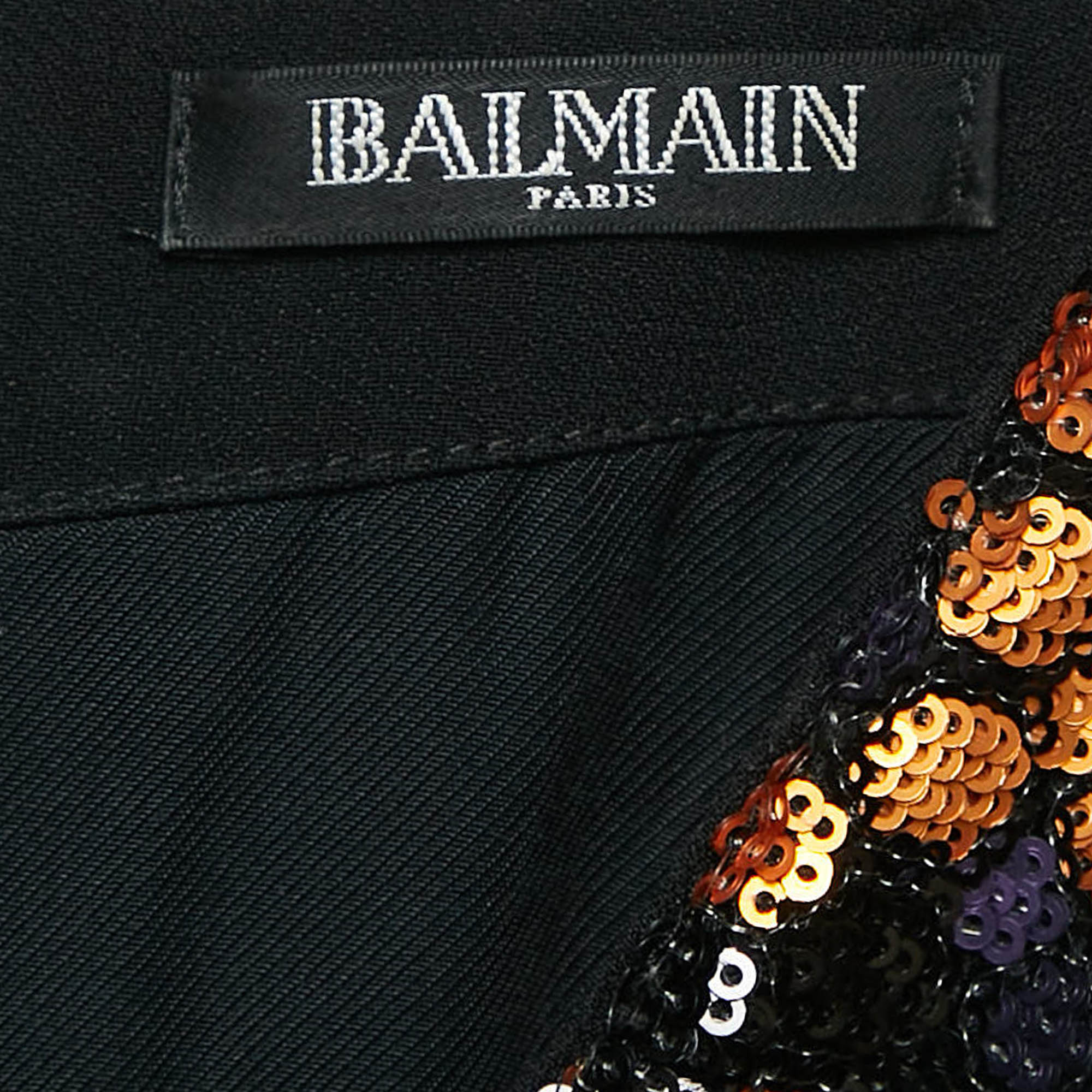 Balmain Multicolor Snake Pattern Sequin Full Sleeve Mini Dress S 