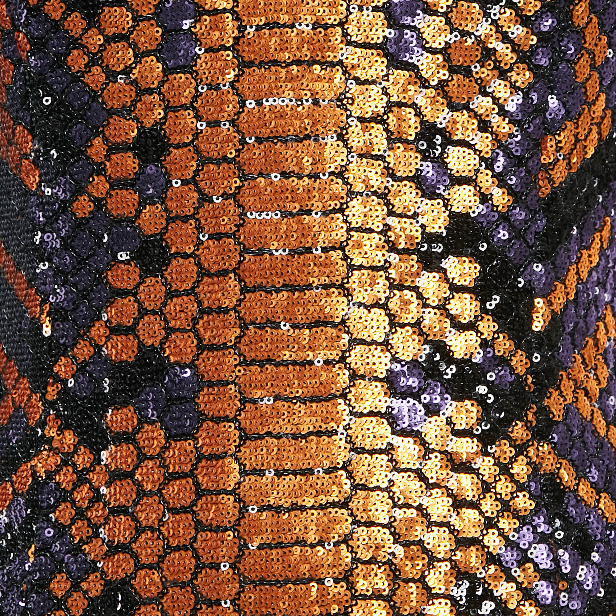Balmain Multicolor Snake Pattern Sequin Full Sleeve Mini Dress S 
