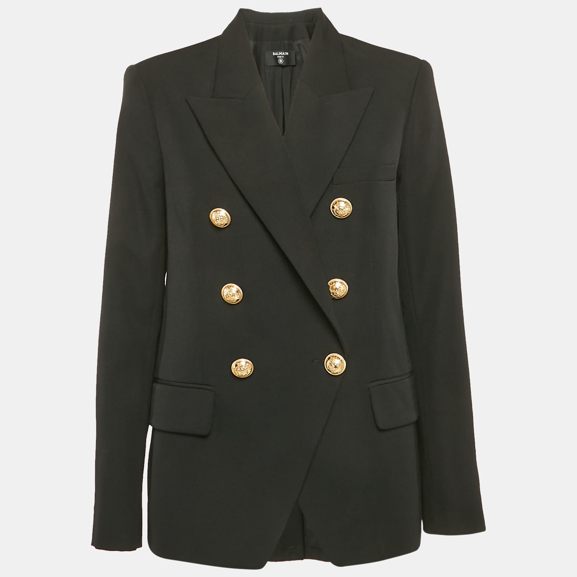 

Balmain Black Wool Double Button Detail Breasted Blazer M