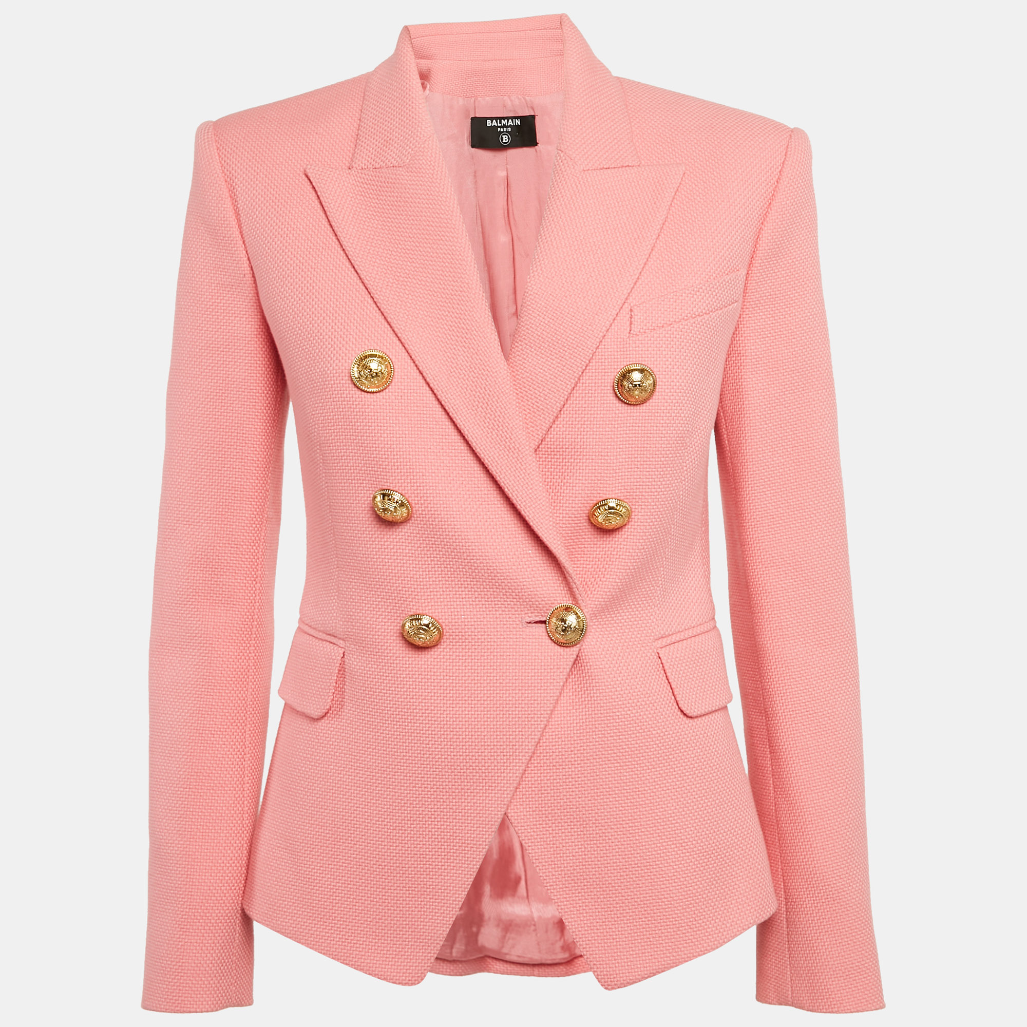 

Balmain Pink Cotton Canvas Double Breasted Blazer S