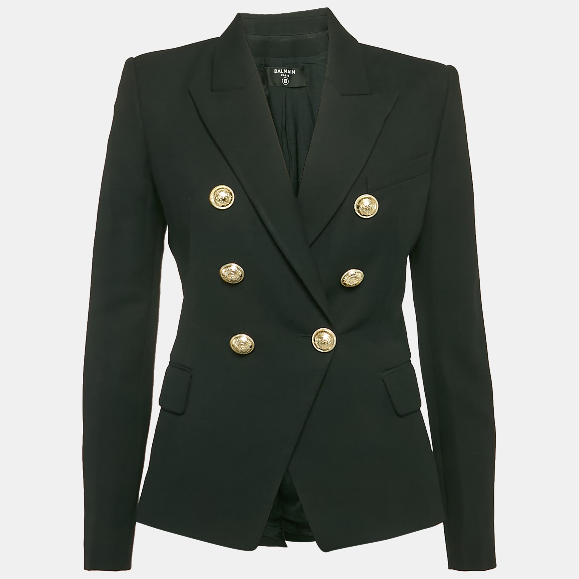 

Balmain Black Cotton Button Detail Blazer M
