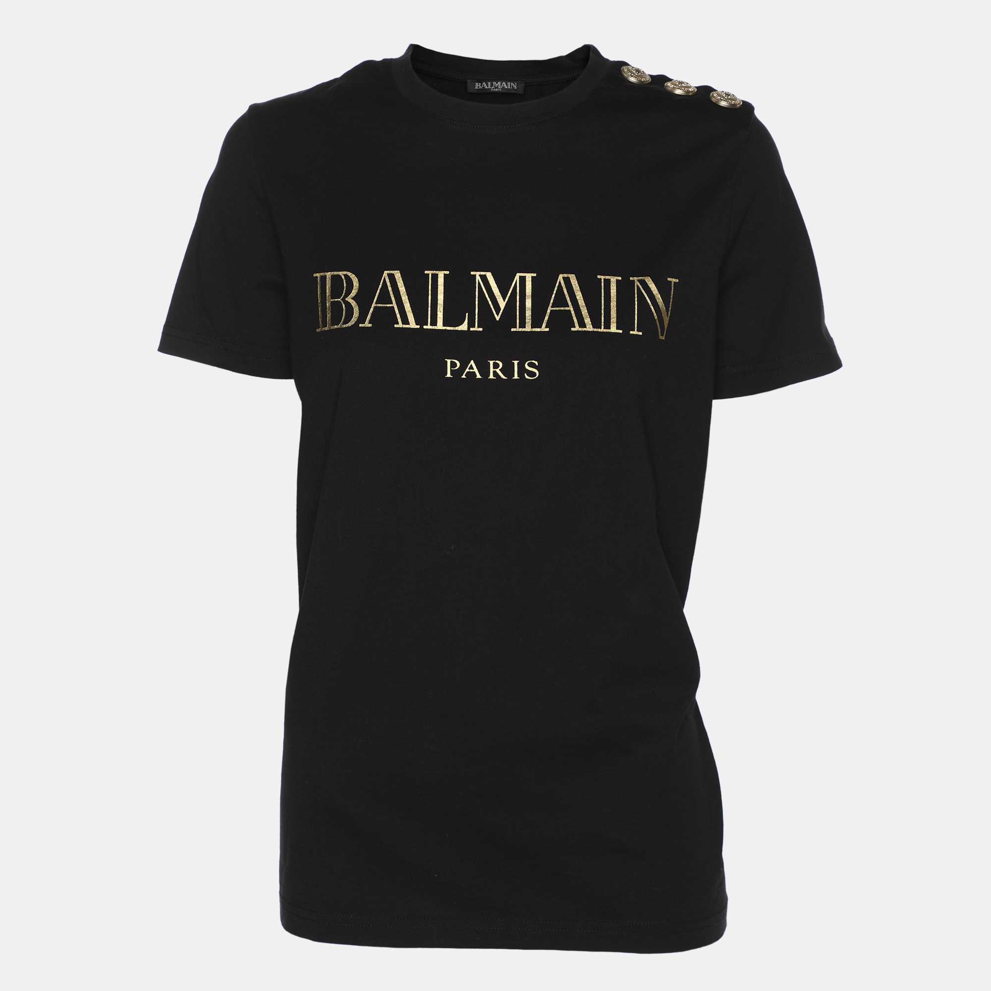 

Balmain Black Jersey Logo Print T-Shirt S