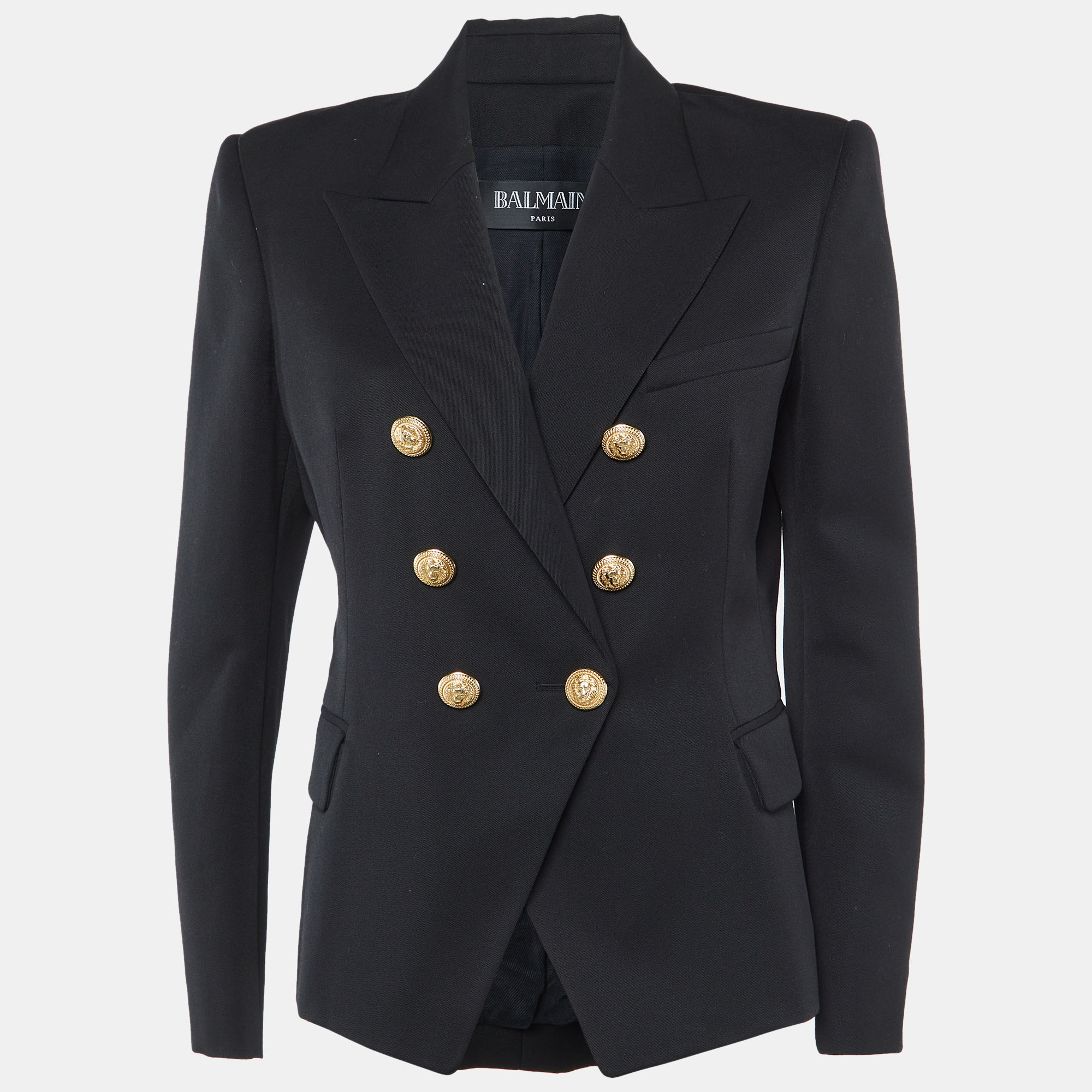 

Balmain Black Wool Double Breasted Blazer L