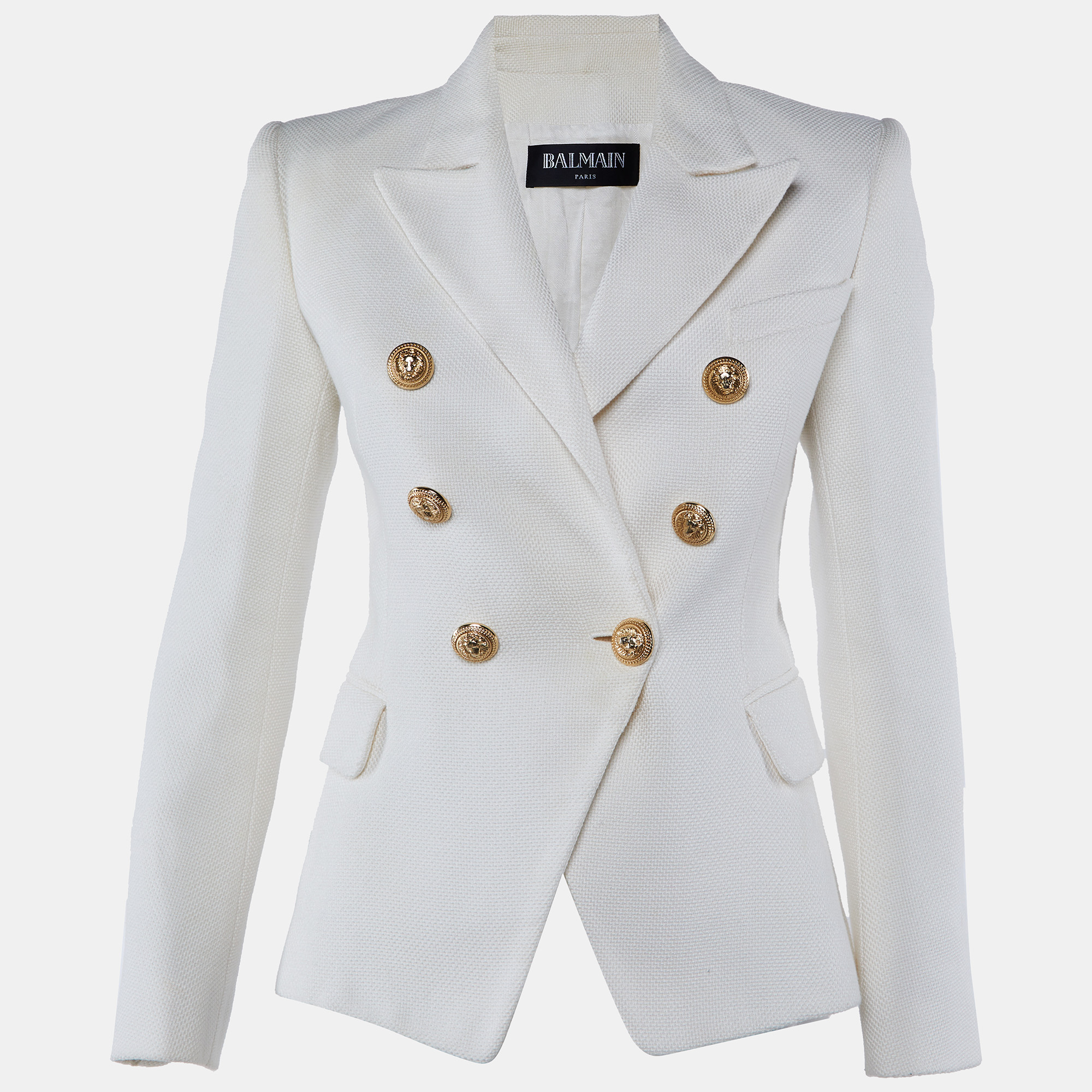 

Balmain Ivory Cotton Double Breasted Jacket S, White