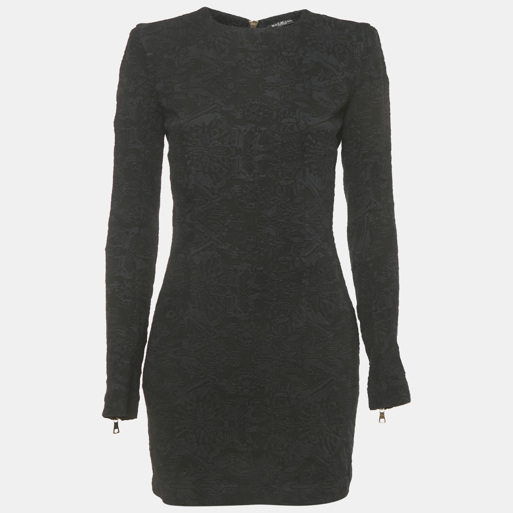 

Balmain Black Jacquard Mini Dress M