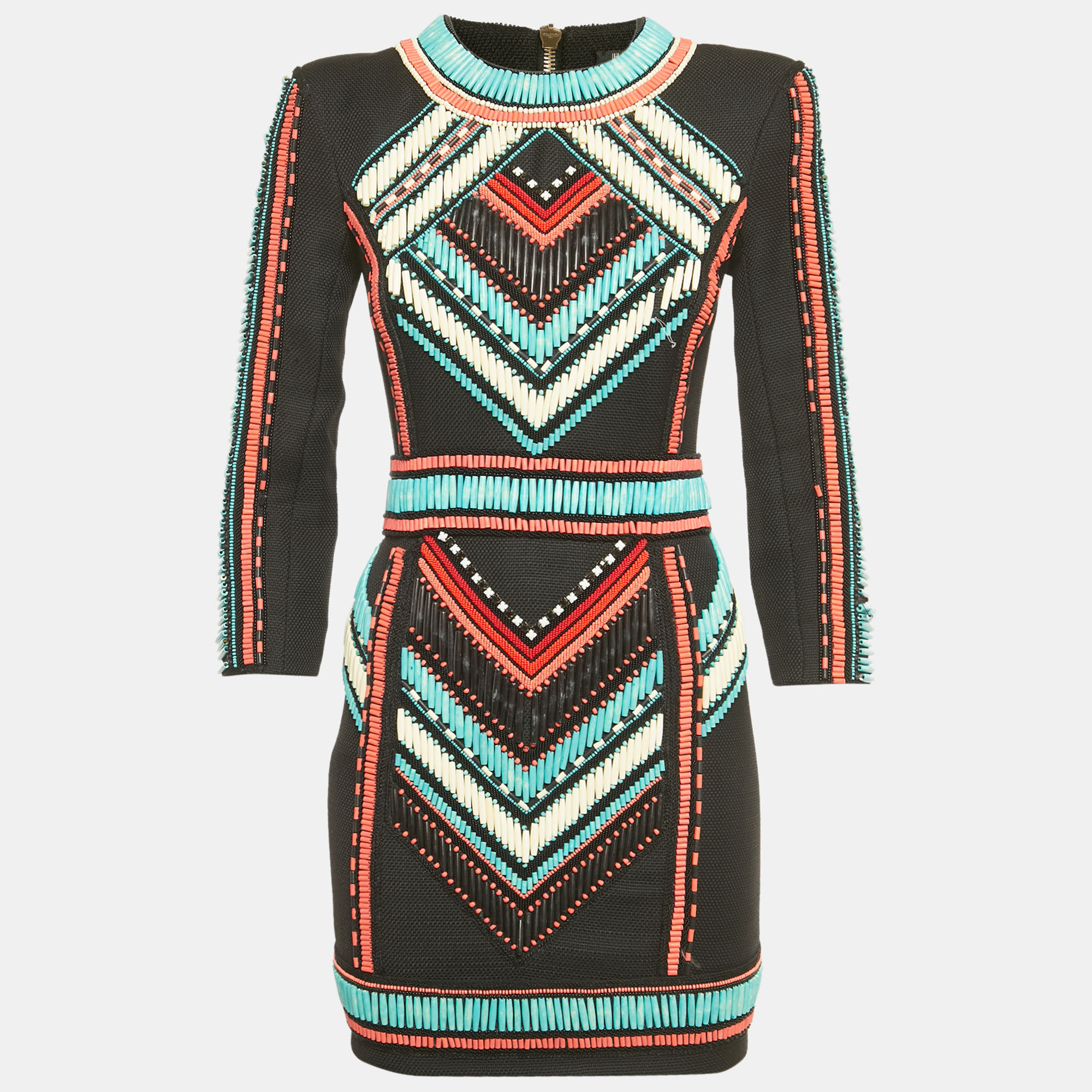 

Balmain Black Beaded Canvas Mini Dress S