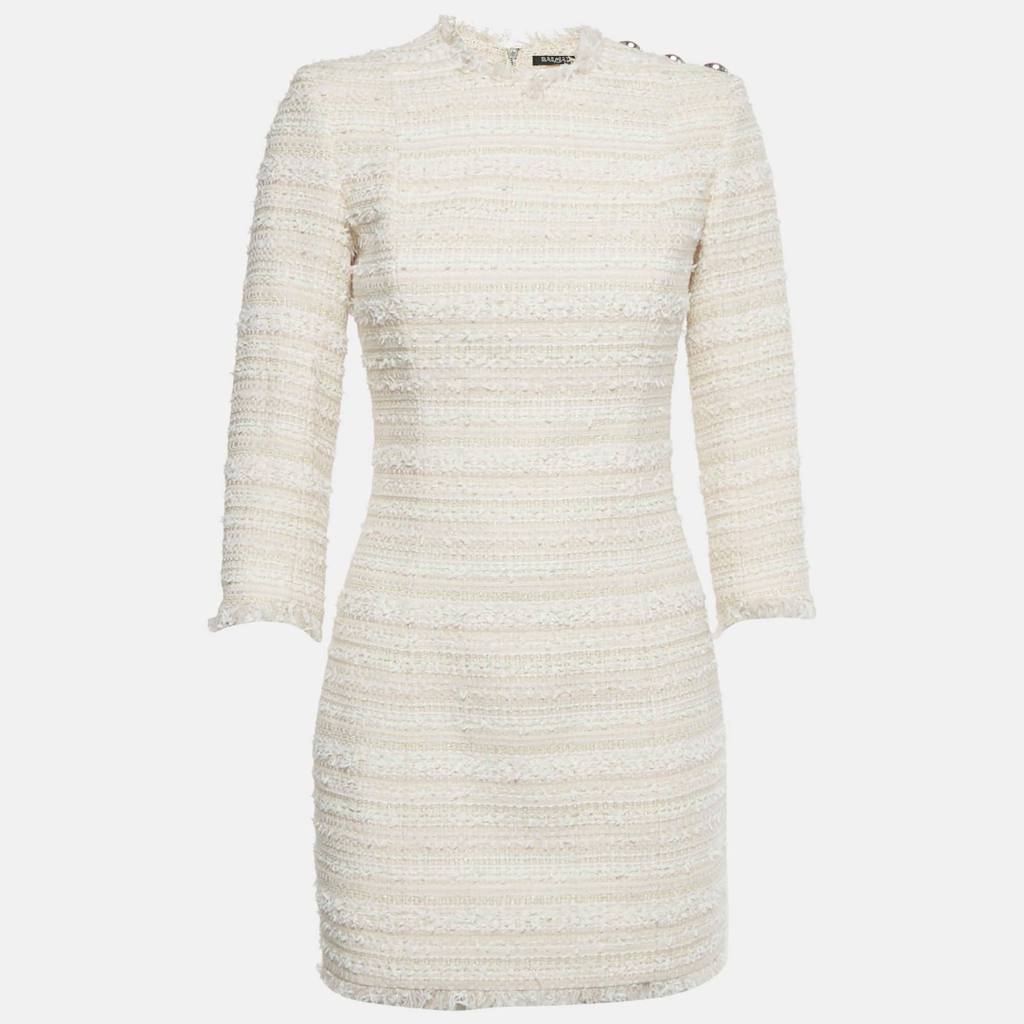 

Balmain Pink /White Striped Lurex Tweed Mini Dress S