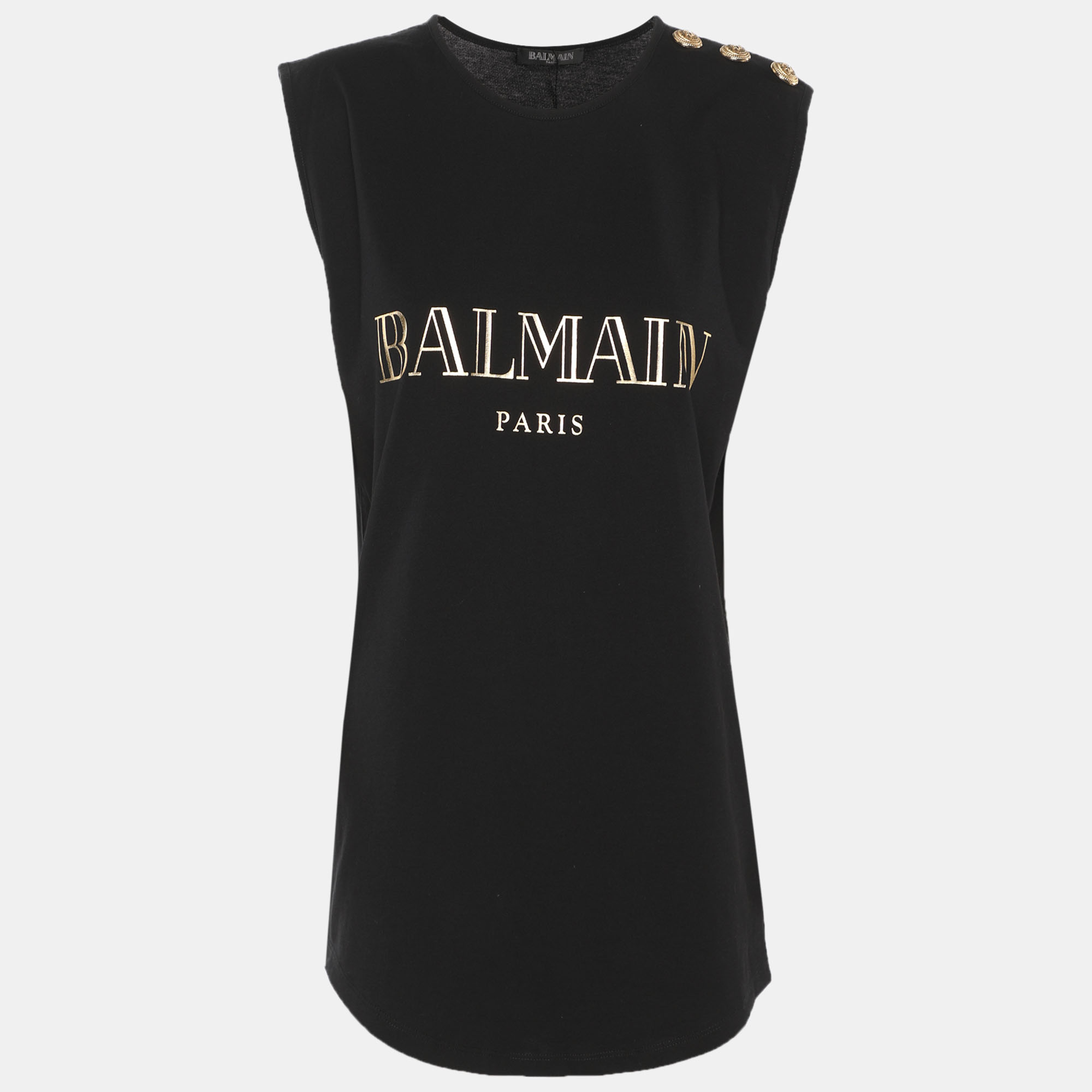 

Balmain Black Jersey Logo Tank Top S