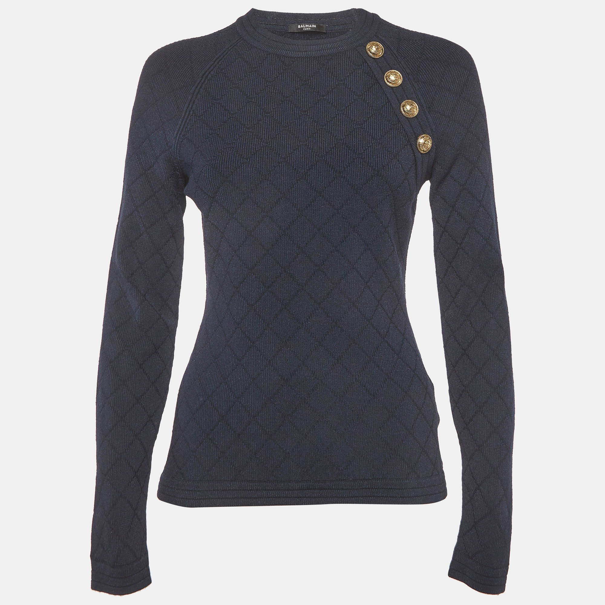 

Balmain Navy Blue Stretch Knit Sweatshirt M