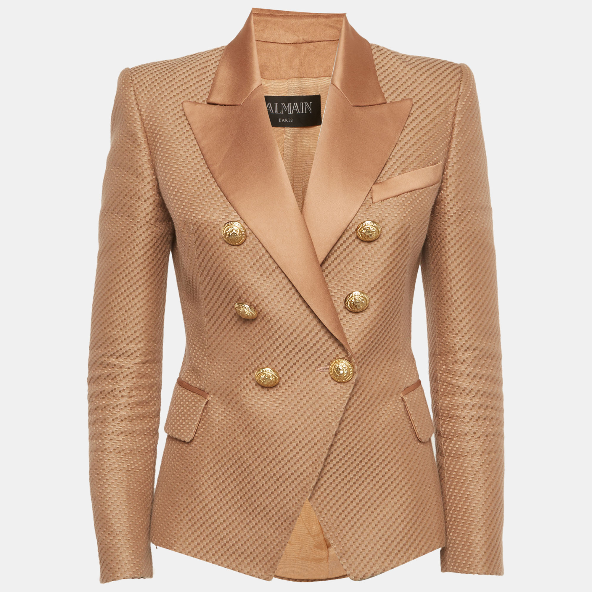 

Balmain Beige Textured Cotton & Silk Double Breasted Blazer M