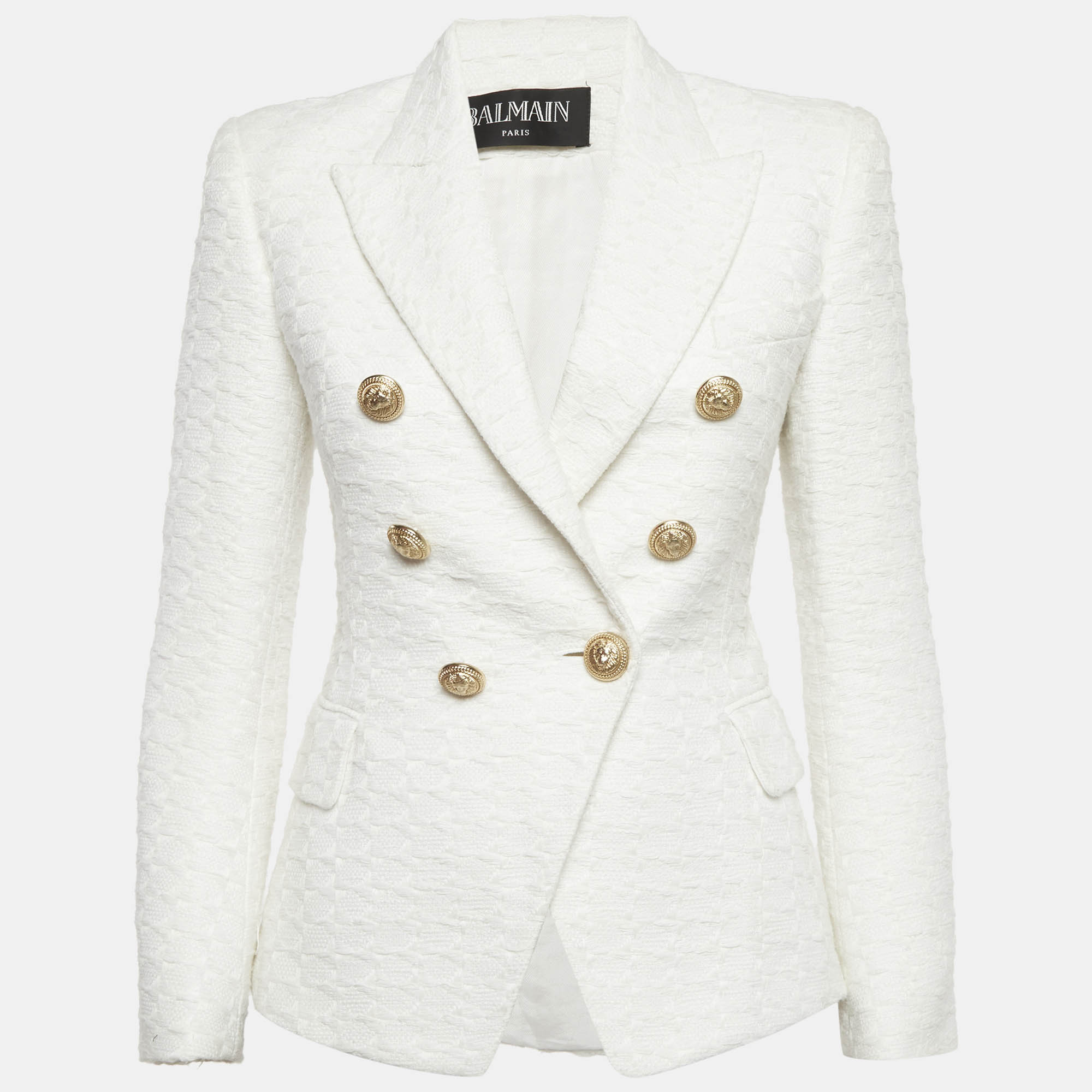 

Balmain Off-White Tweed Double Breasted Blazer S