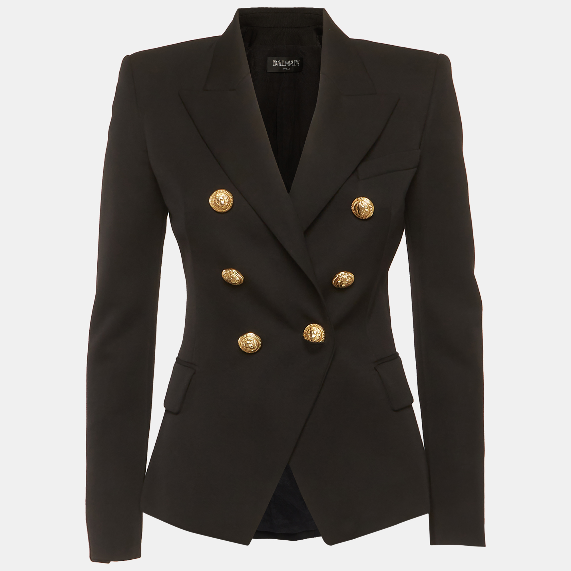 Pre-owned Balmain Black Wool Double Breasted Blazer S