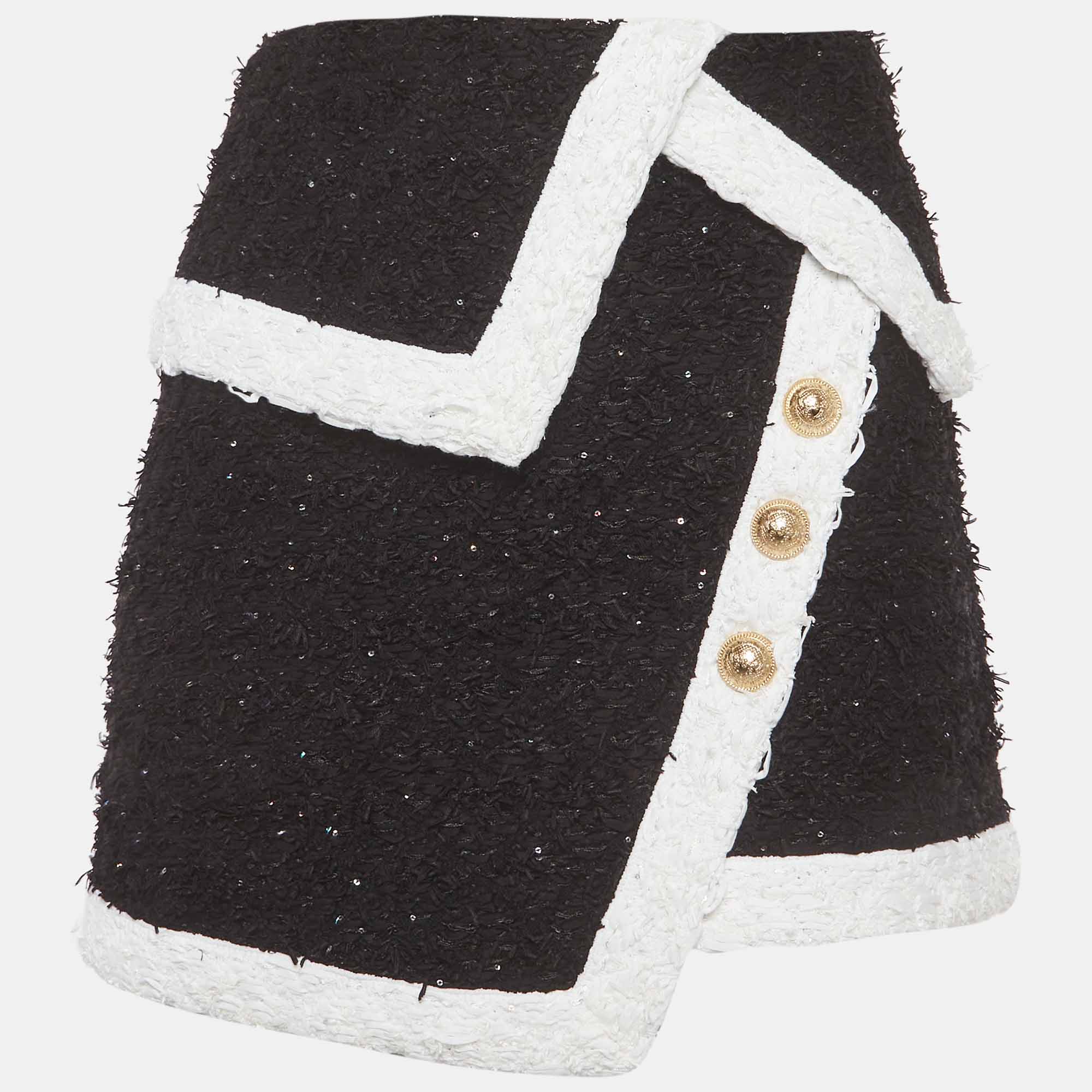 

Balmain Black Tweed Asymmetric Mini Skirt L