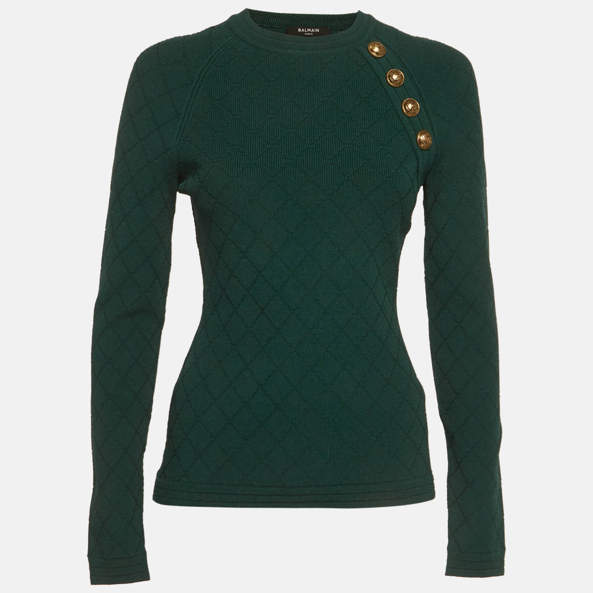 

Balmain Green Textured Knit Pullover M