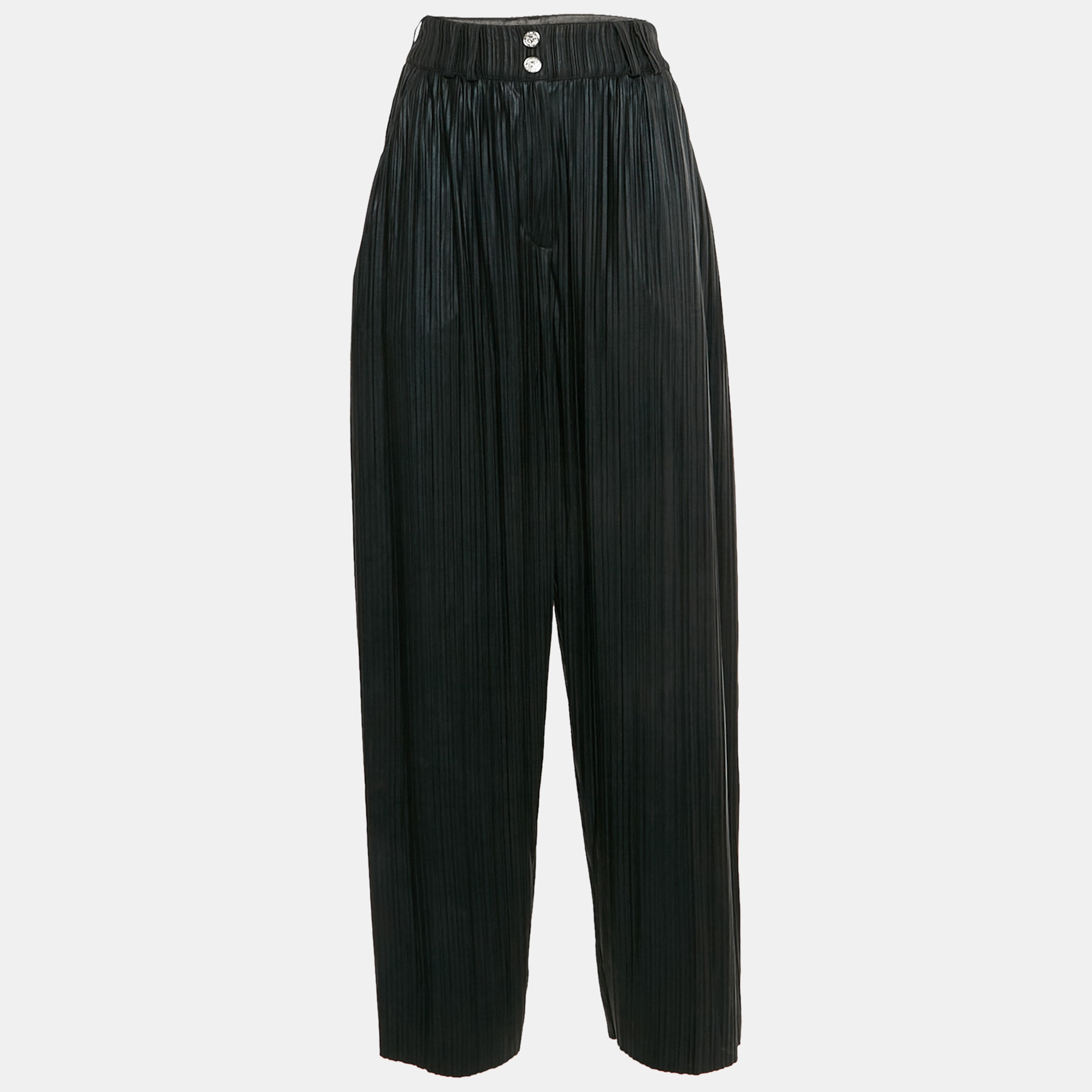 

Balmain Black Synthetic Pleated Wide Leg Trousers M