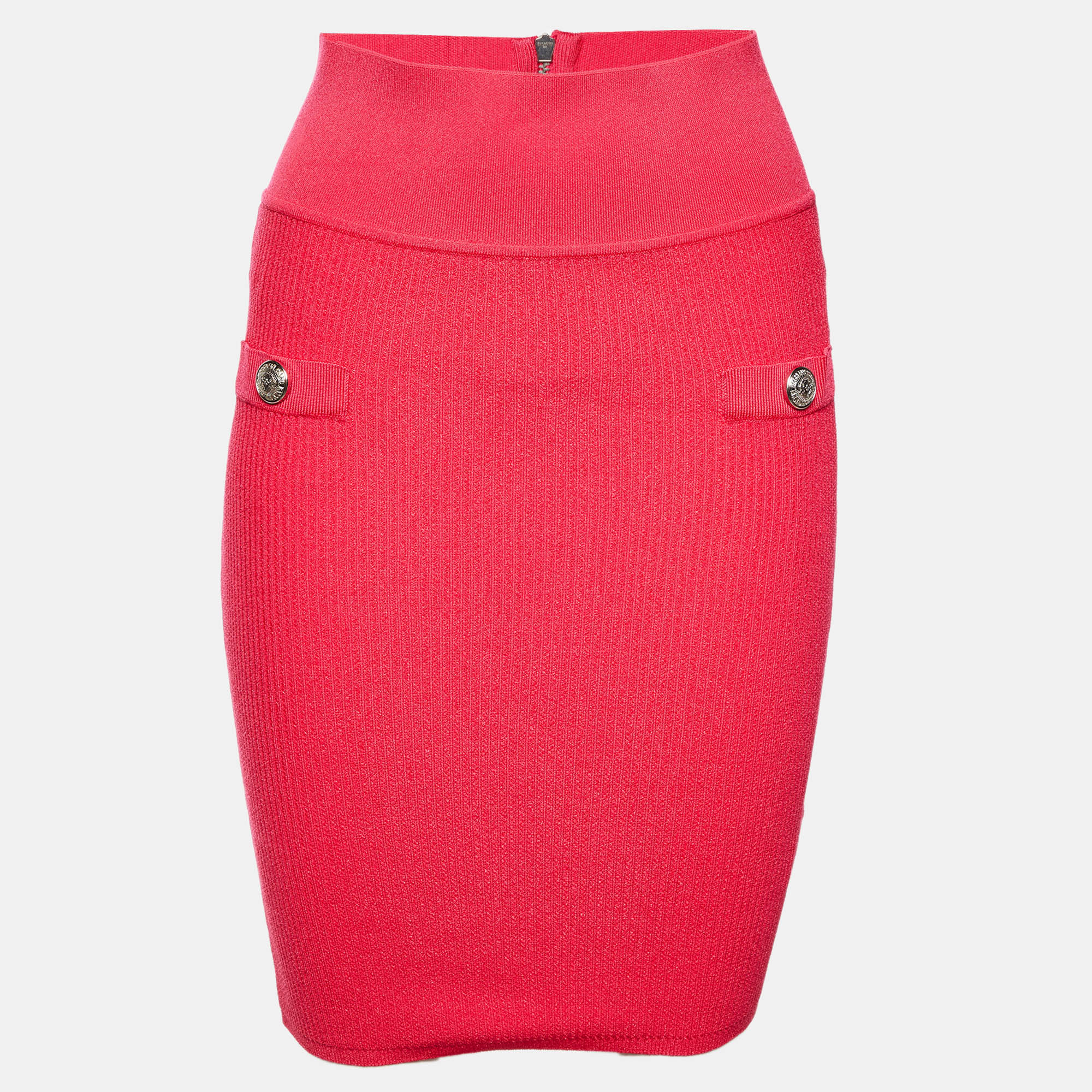

Balmain Pink Rib Knit Mini Skirt M