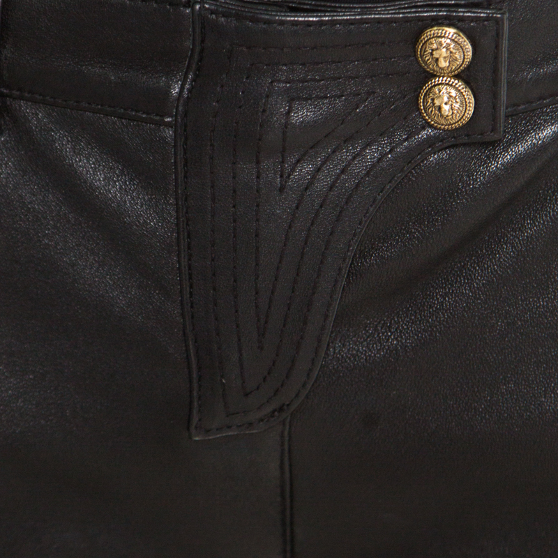 Pre-owned Balmain Black Skinny Leather Pants S