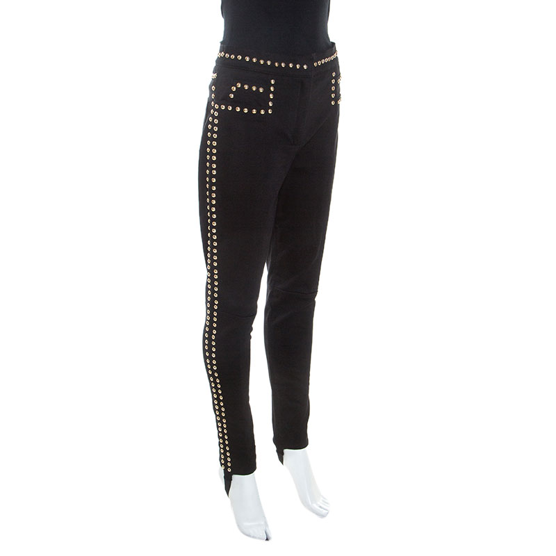 

Balmain Black Cotton Denim Studded Stirrup Jeans