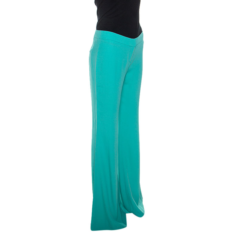 

Balmain Seafoam Green Crepe Flared Trousers