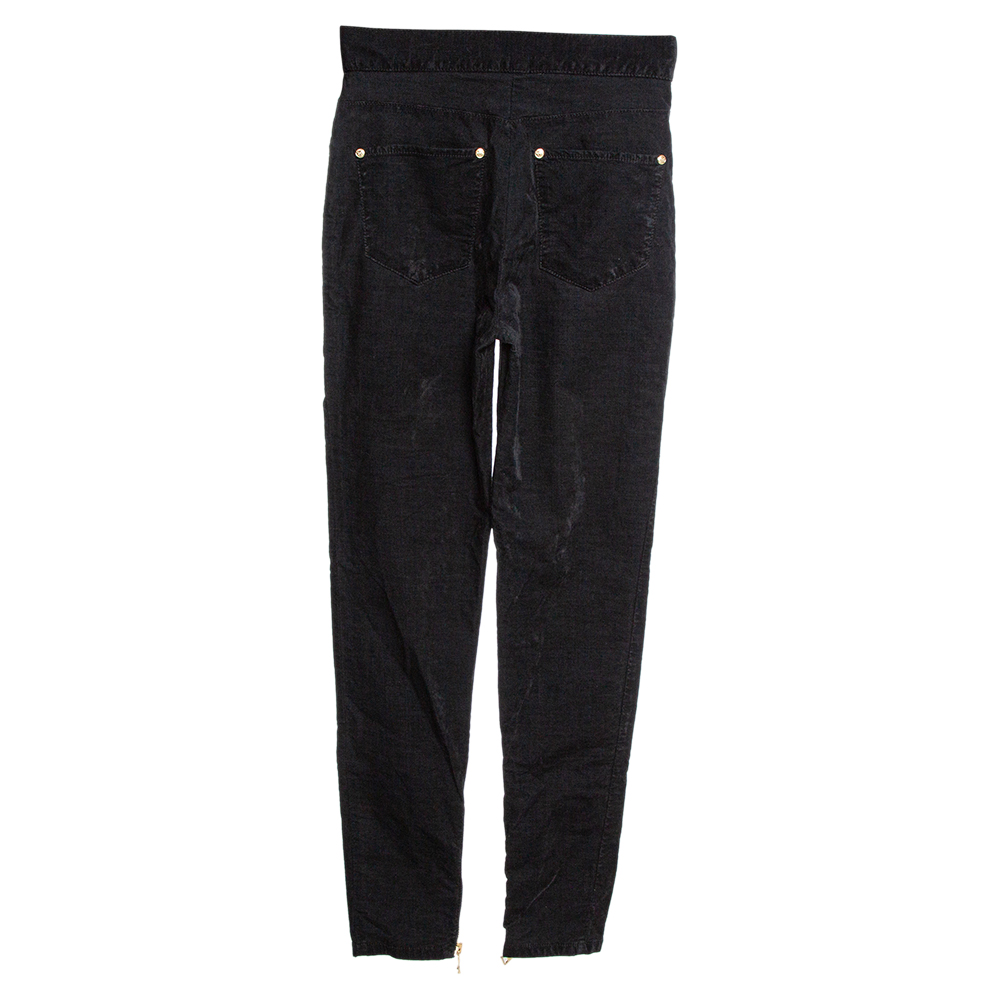 

Balmain Black Velvet High Waisted Tapered Pants