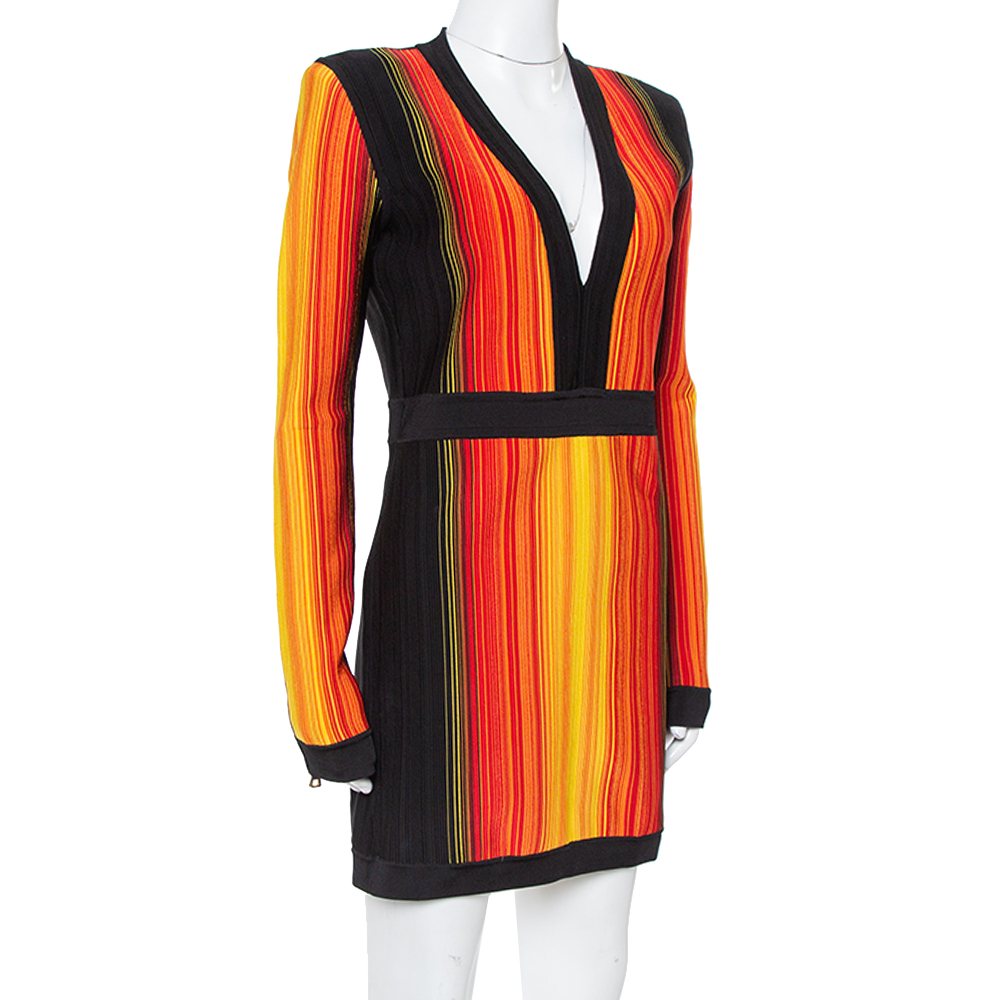 

Balmain Multicolor Striped Knit Long Sleeve Mini Dress