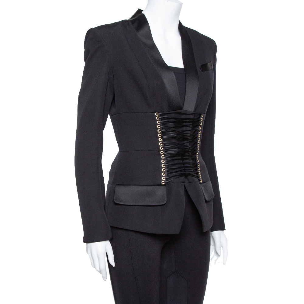 

Balmain Black Wool Corset Detail Blazer