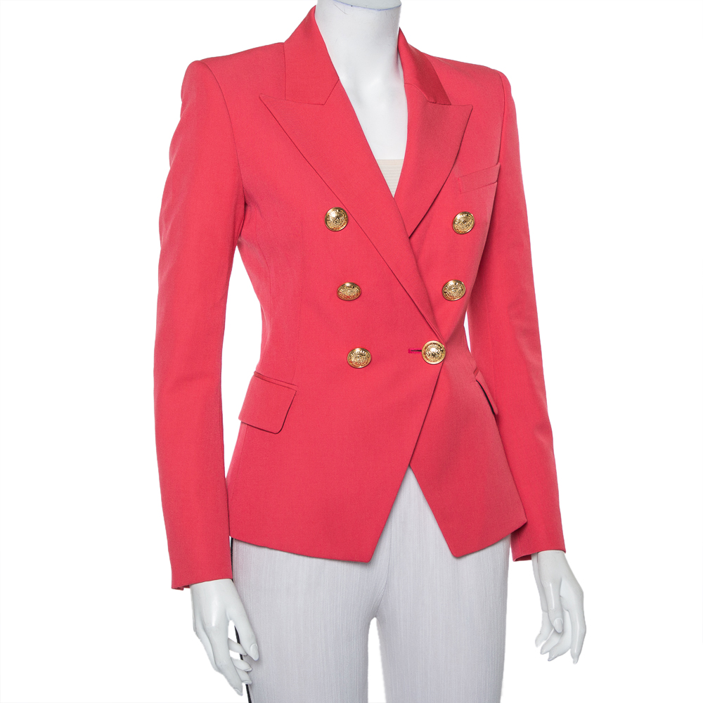 

Balmain Pink Wool Double Breasted Blazer