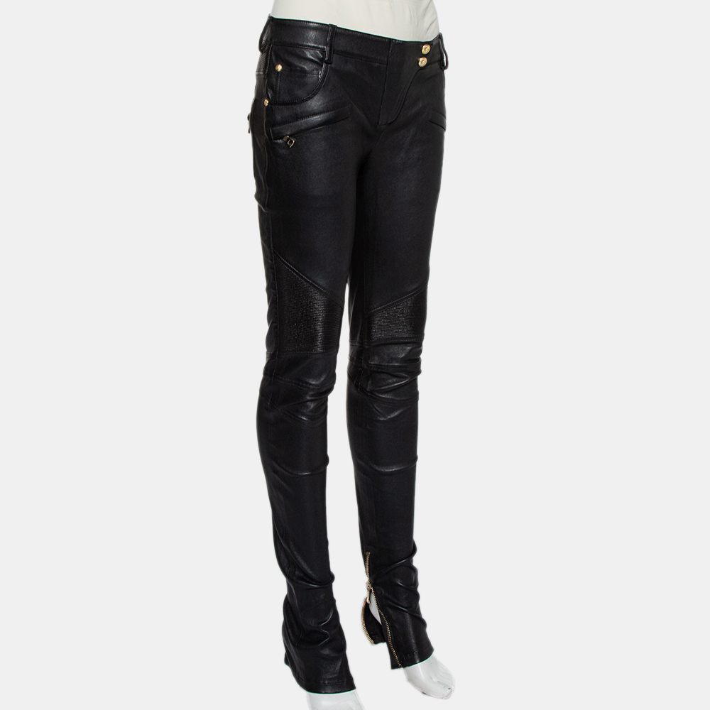 

Balmain Black Leather Biker Pants