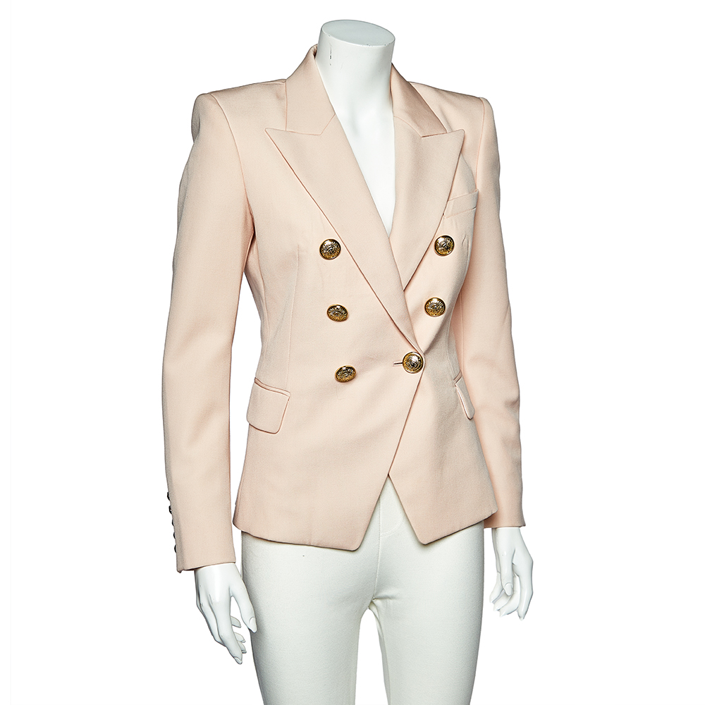 

Balmain Salmon Pink Wool Double Breasted Blazer