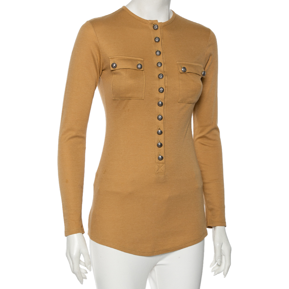 

Balmain Tan Cotton & Cashmere Long Sleeve T-Shirt