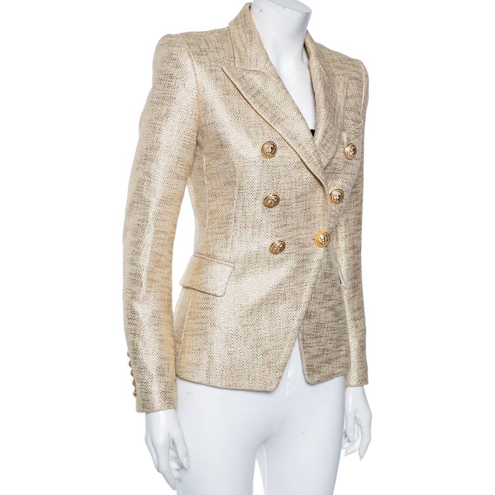

Balmain Gold Cotton Double Breasted Blazer