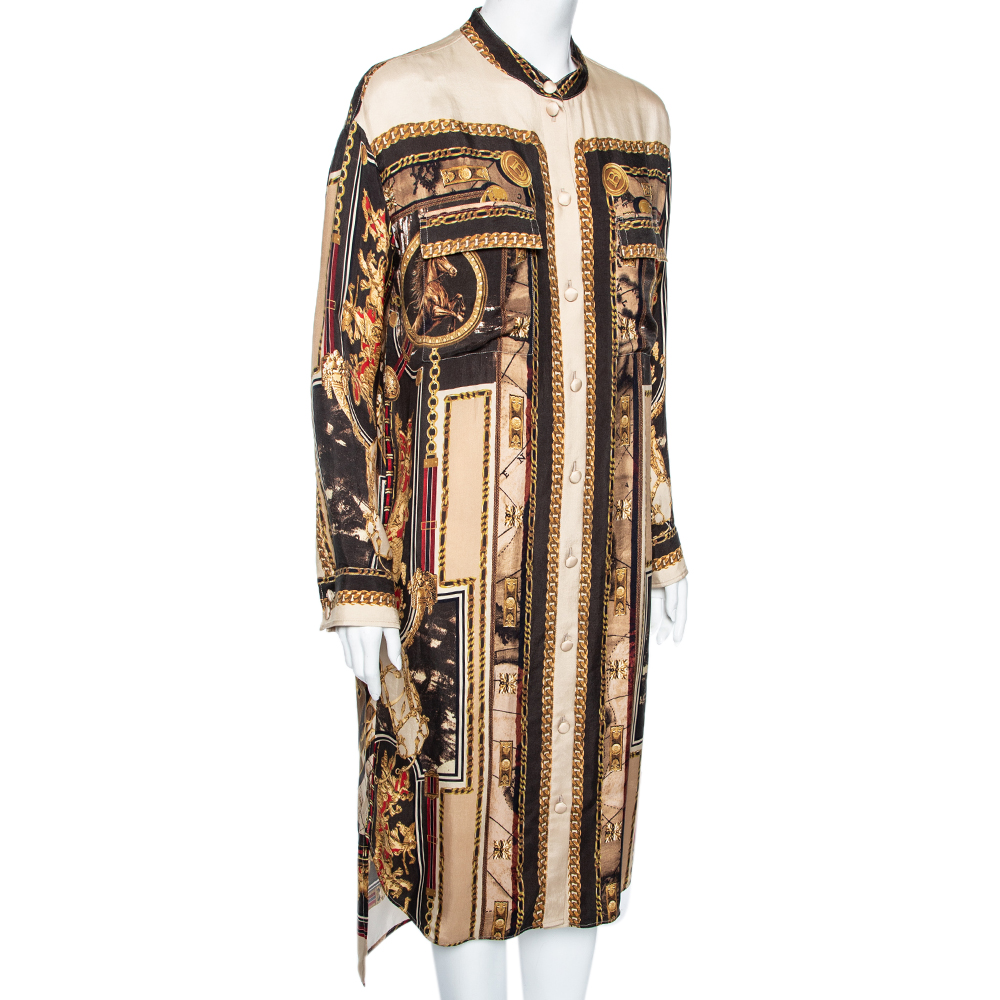 

Balmain Multicolored Printed Crepe Button Front Shirt Dress, Multicolor