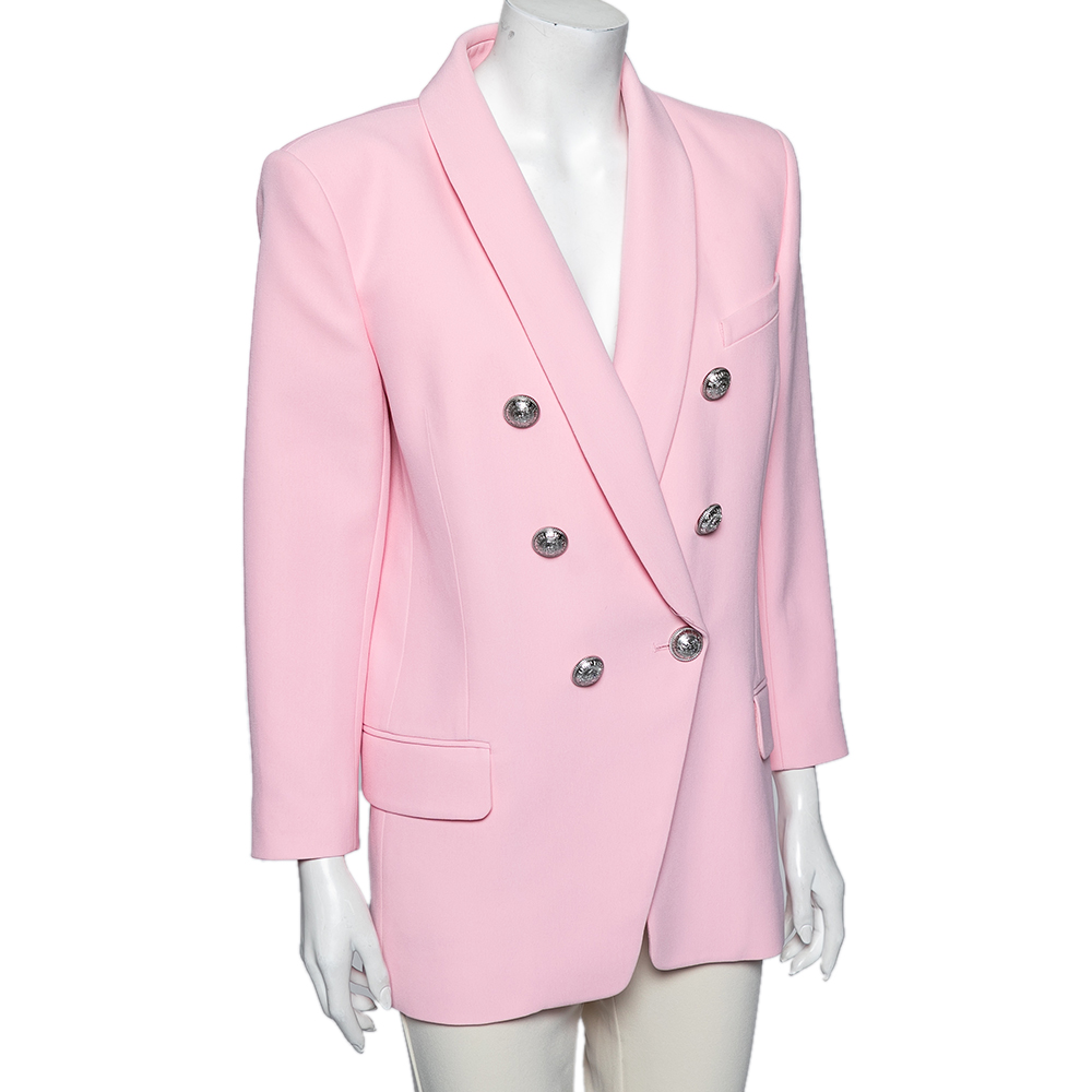 

Balmain Pink Crepe Double Breasted Blazer