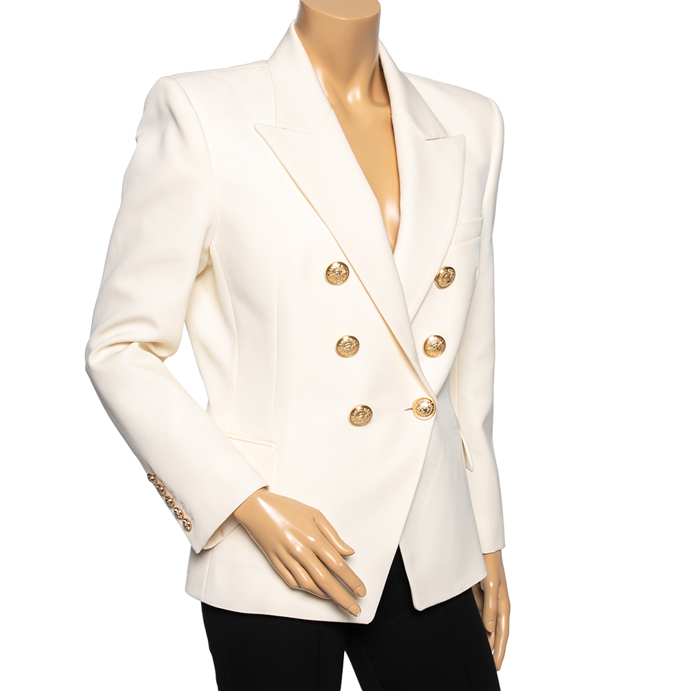 

Balmain Cream Wool Double Breasted Blazer