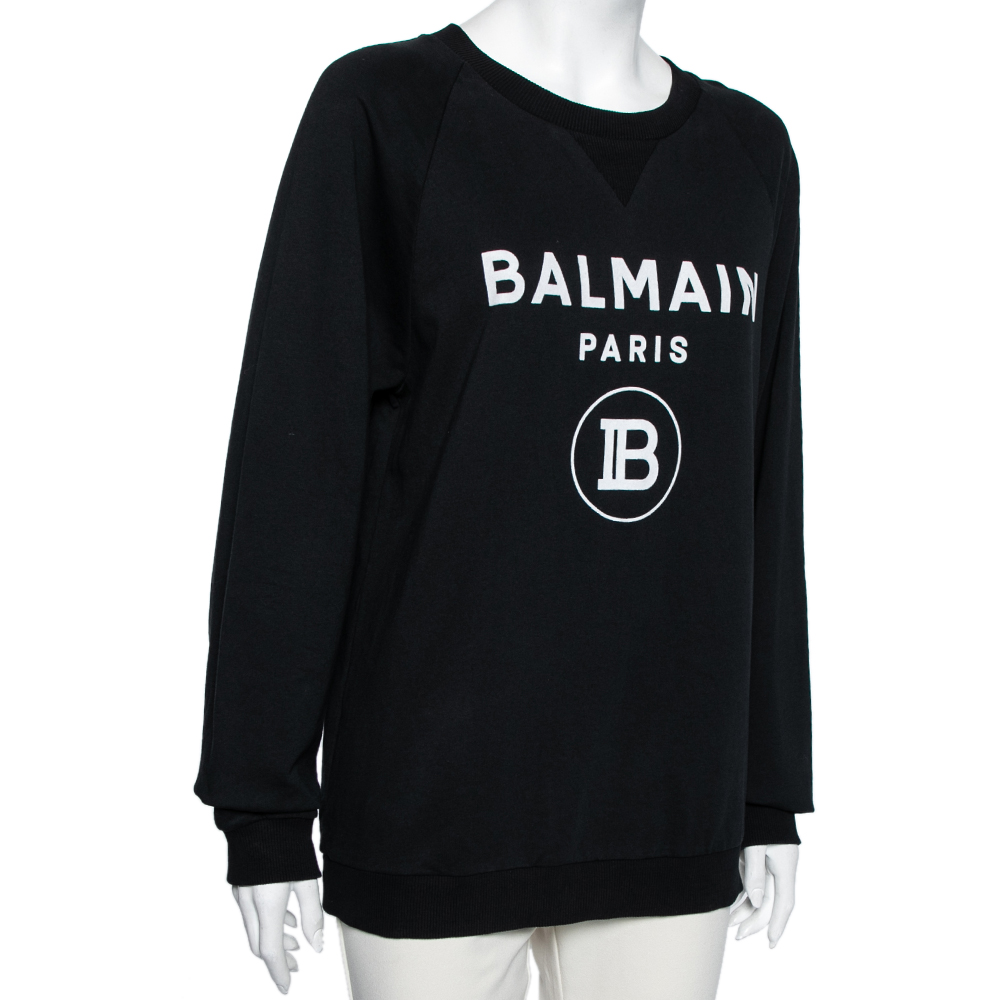 

Balmain Black Logo Printed Cotton Sweatshirt