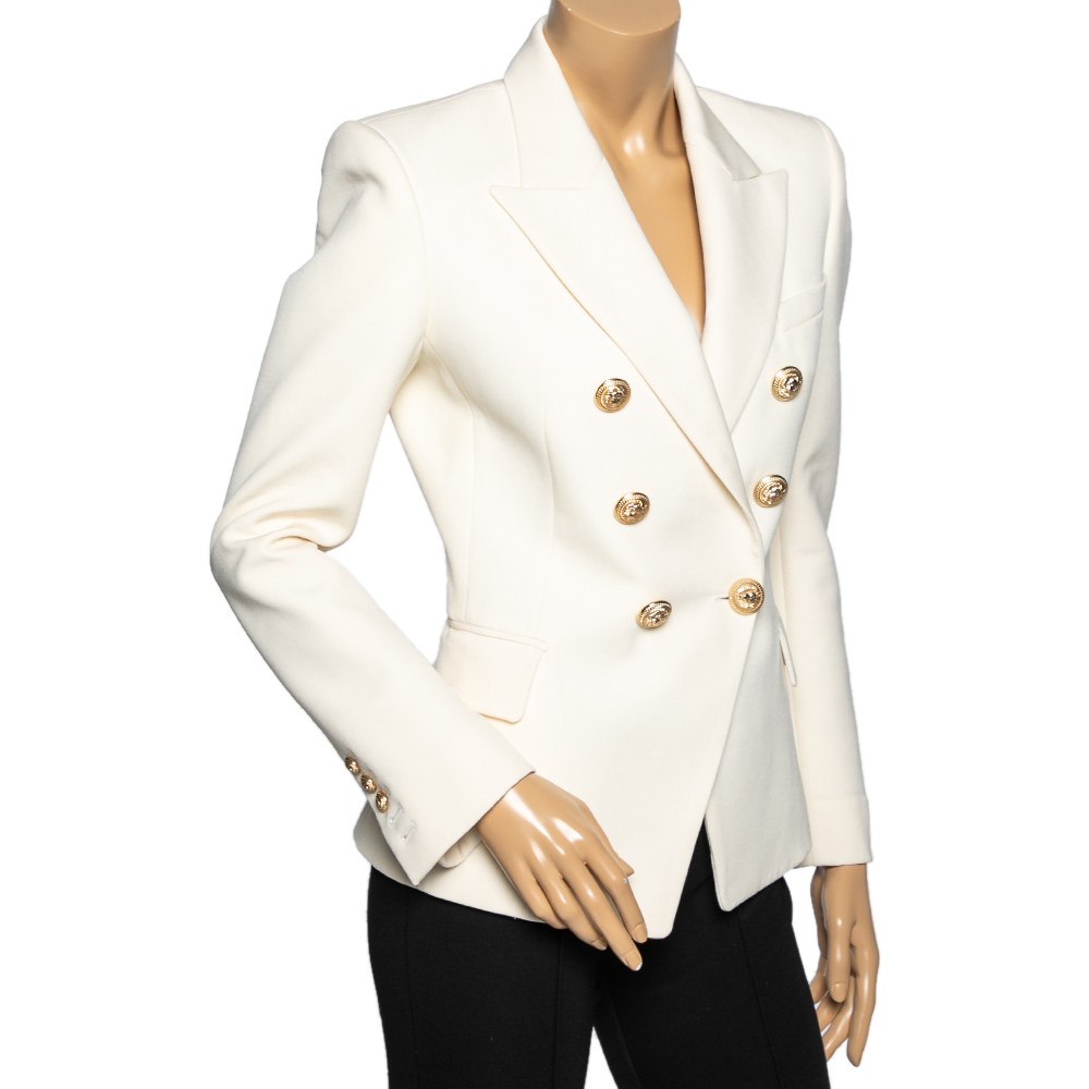 

Balmain Cream Wool Double Breasted Blazer