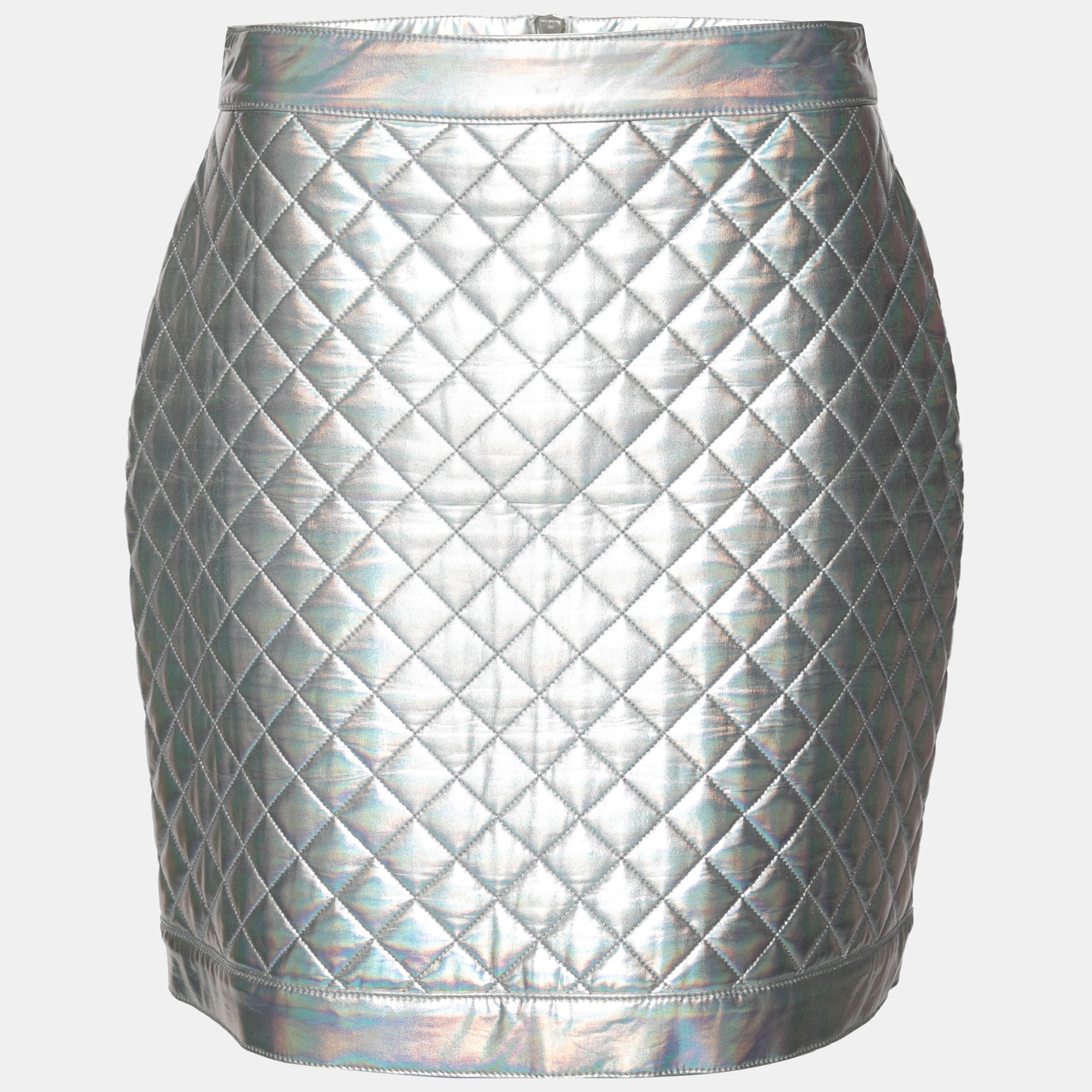 

Balmain Silver Quilted Mini Skirt L