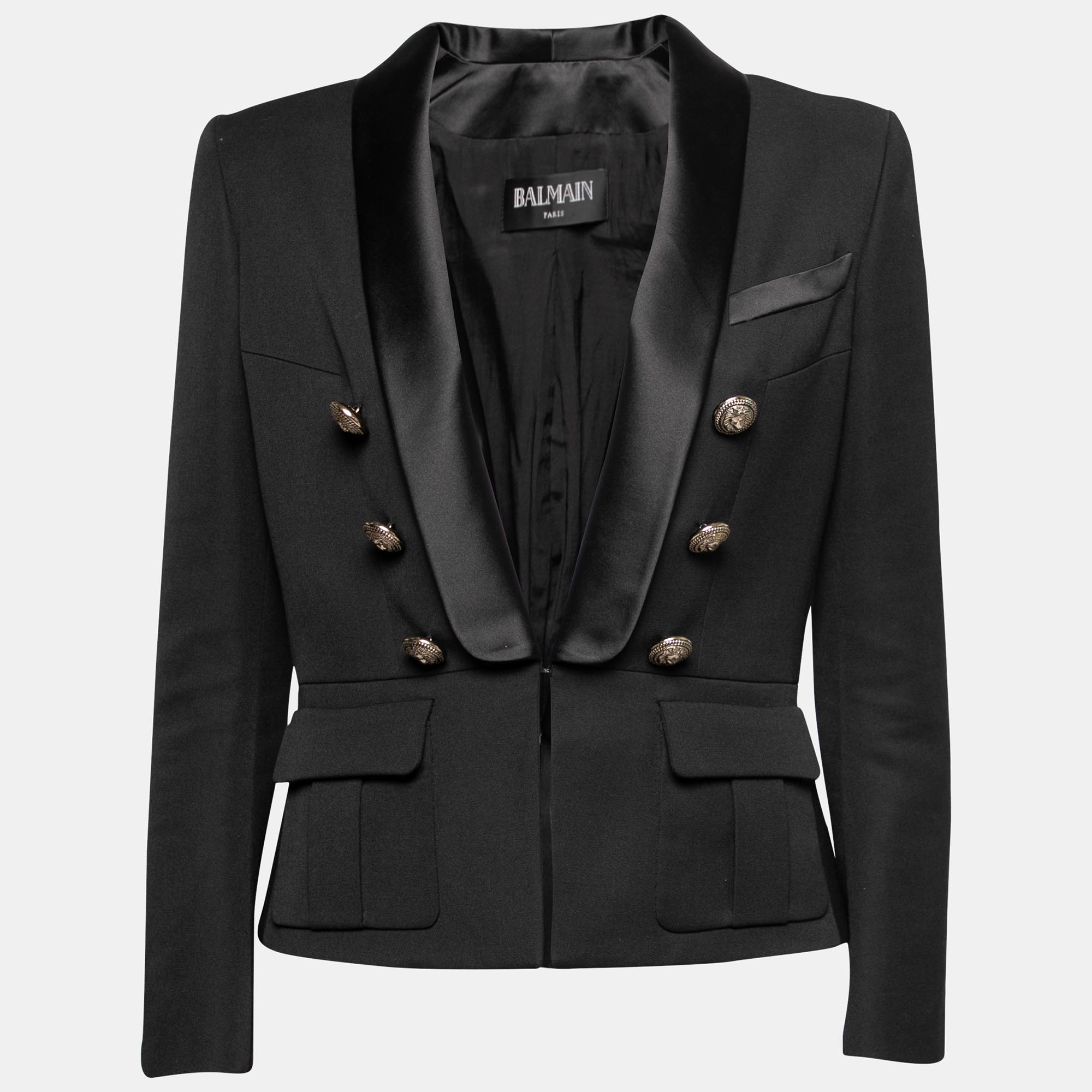 

Balmain Black Wool Shawl Collar Blazer M