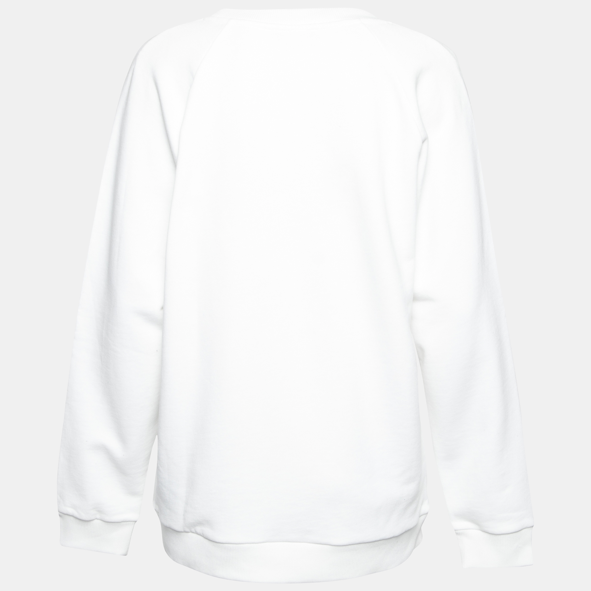 

Balmain White Rib Knit Logo Print Raglan Sleeve Sweatshirt