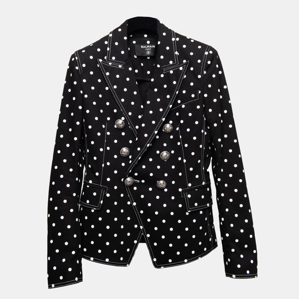 

Balmain Polka Dots Double Breasted Blazer  (FR 38, Black