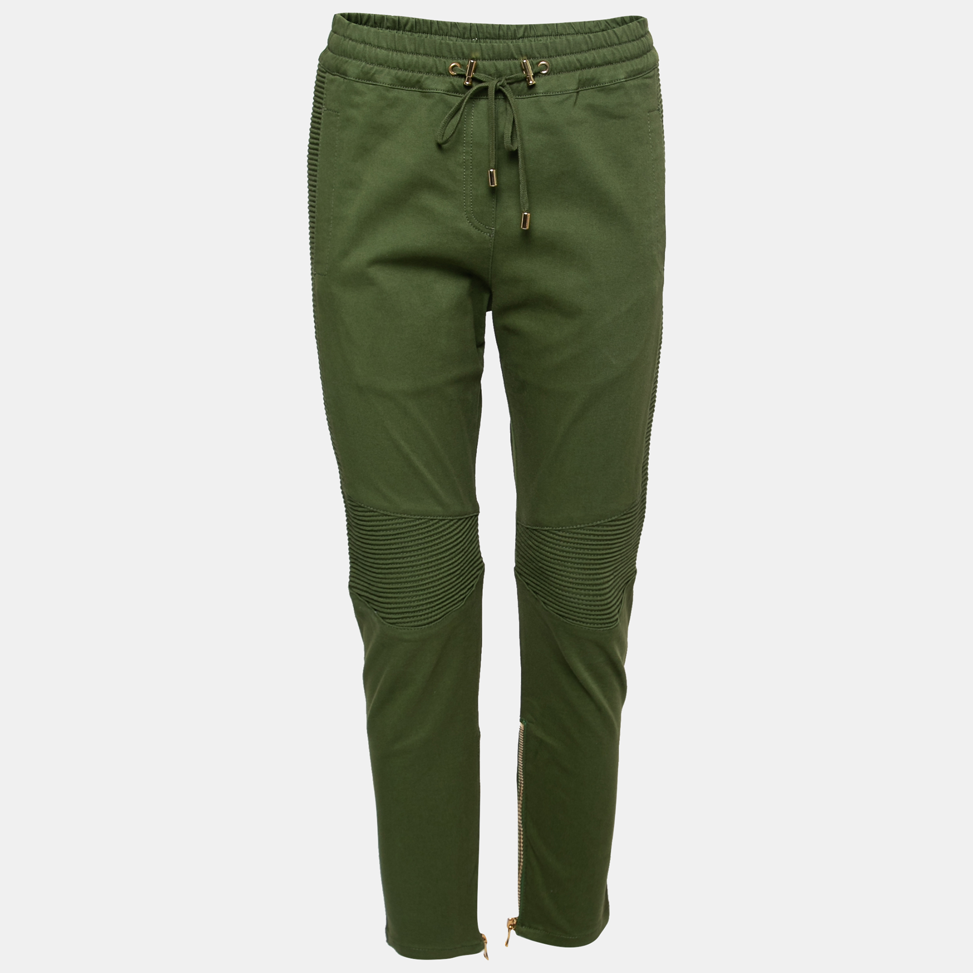 

Balmain Green Cotton Drawstring Track Pants