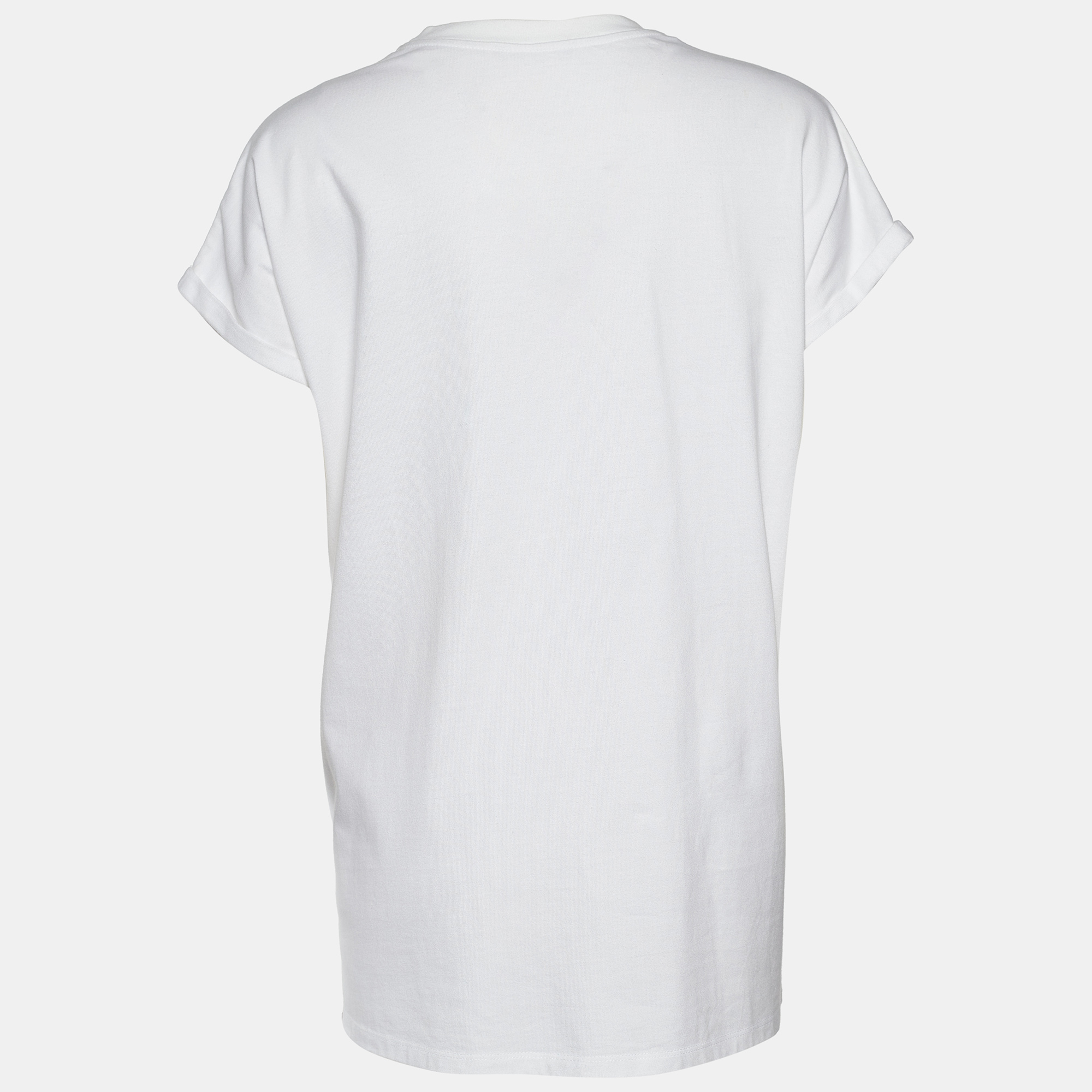 

Balmain White Knit Crystal Logo Oversized T-Shirt