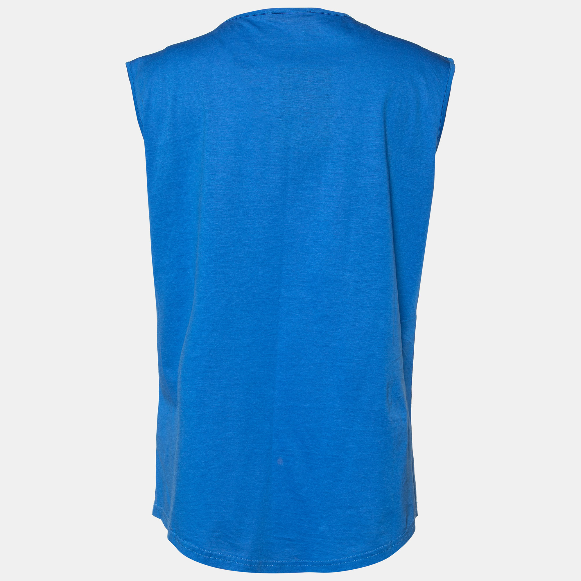 

Balmain Blue Jersey Button Detail Sleeveless Top