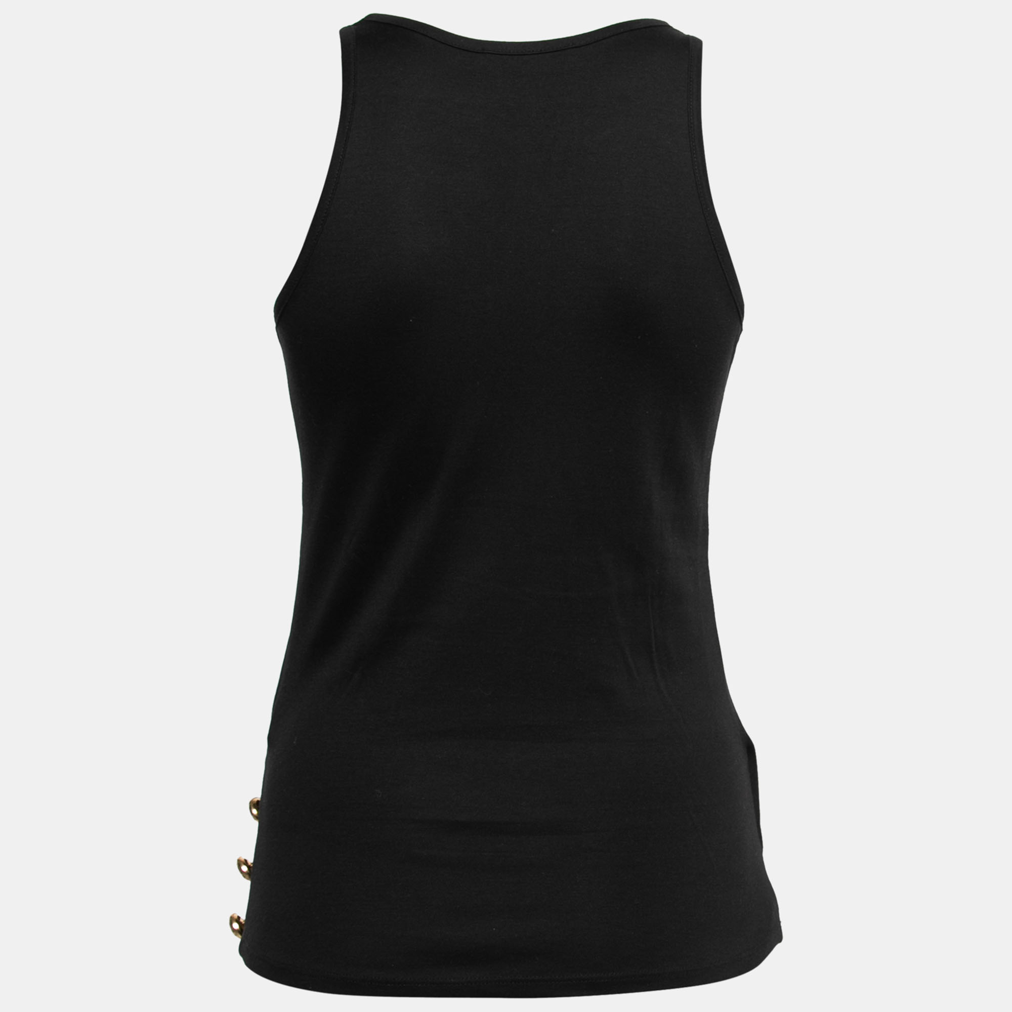 

Balmain Black Jersey V-Neck Faux Wrap Top