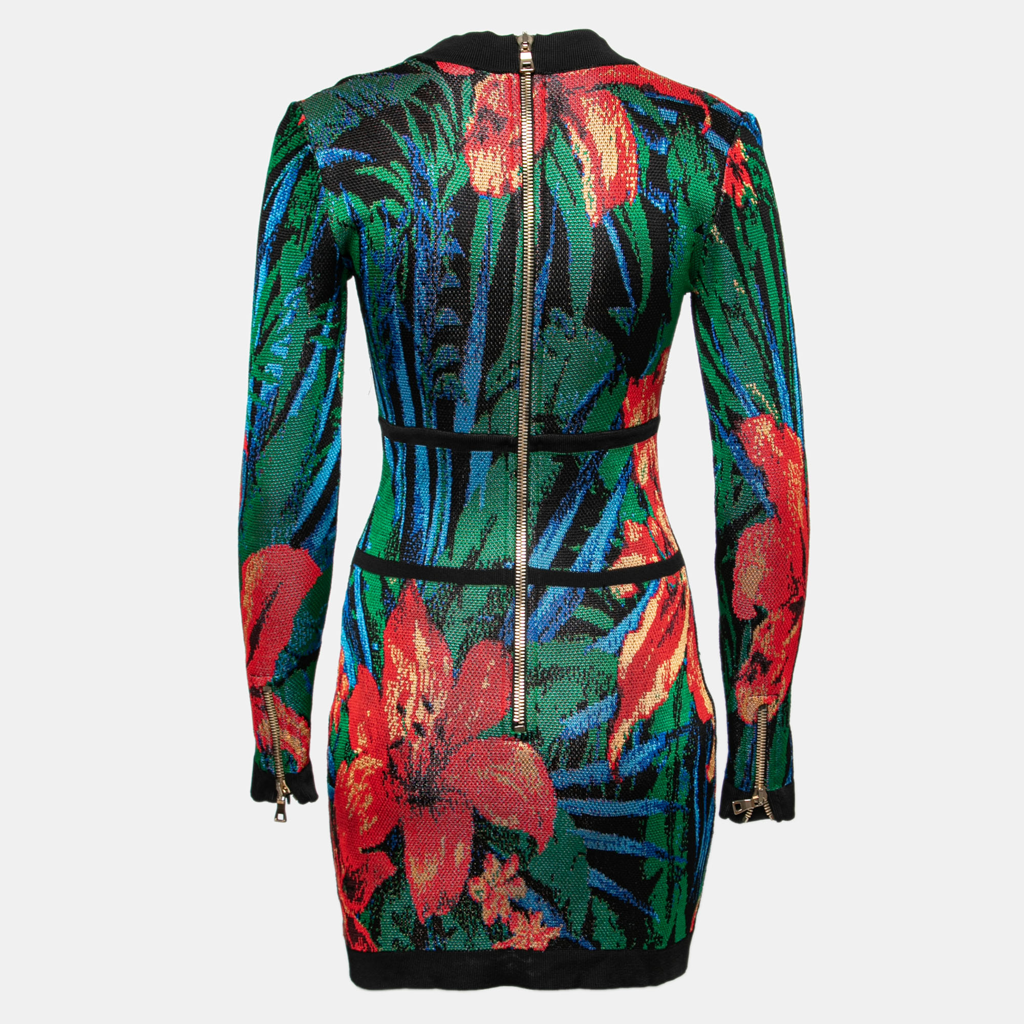 

Balmain Multicolor Floral Jacquard Knit Long Sleeve Dress