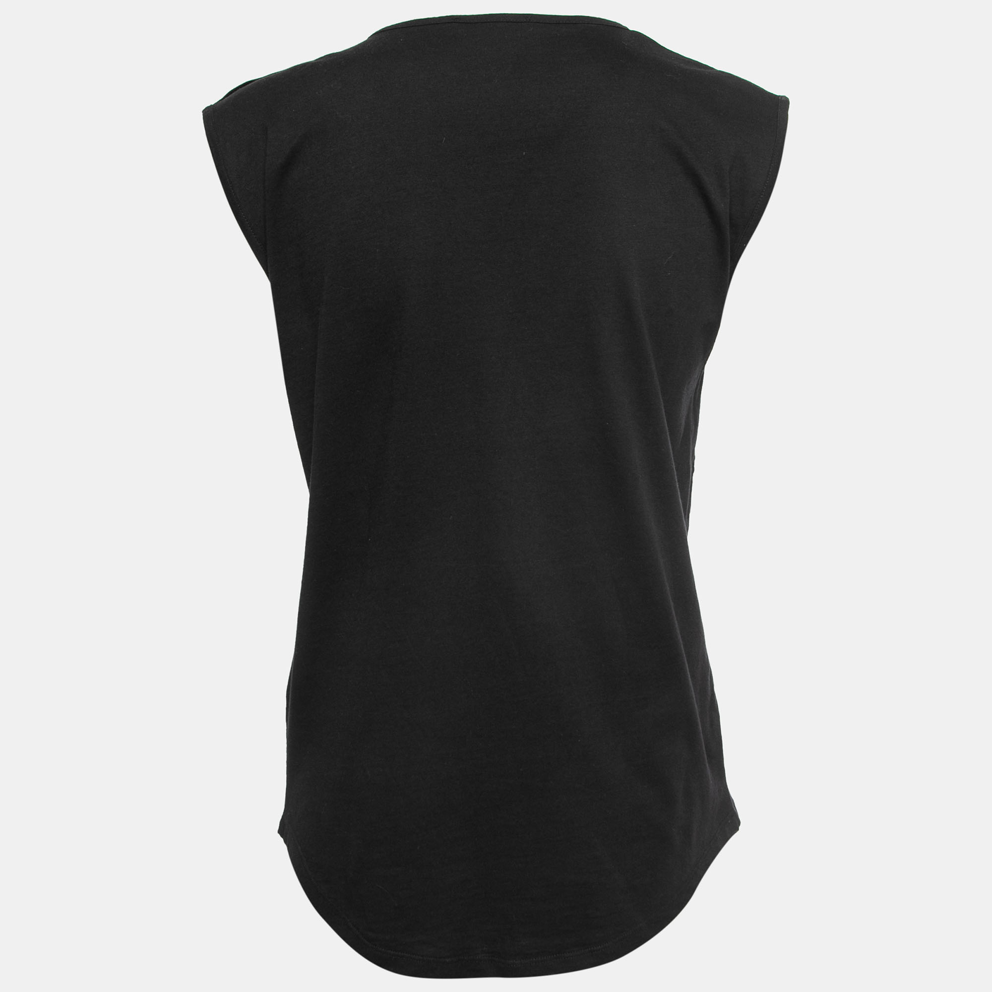 

Balmain Black Cotton Logo Printed Sleeveless Top